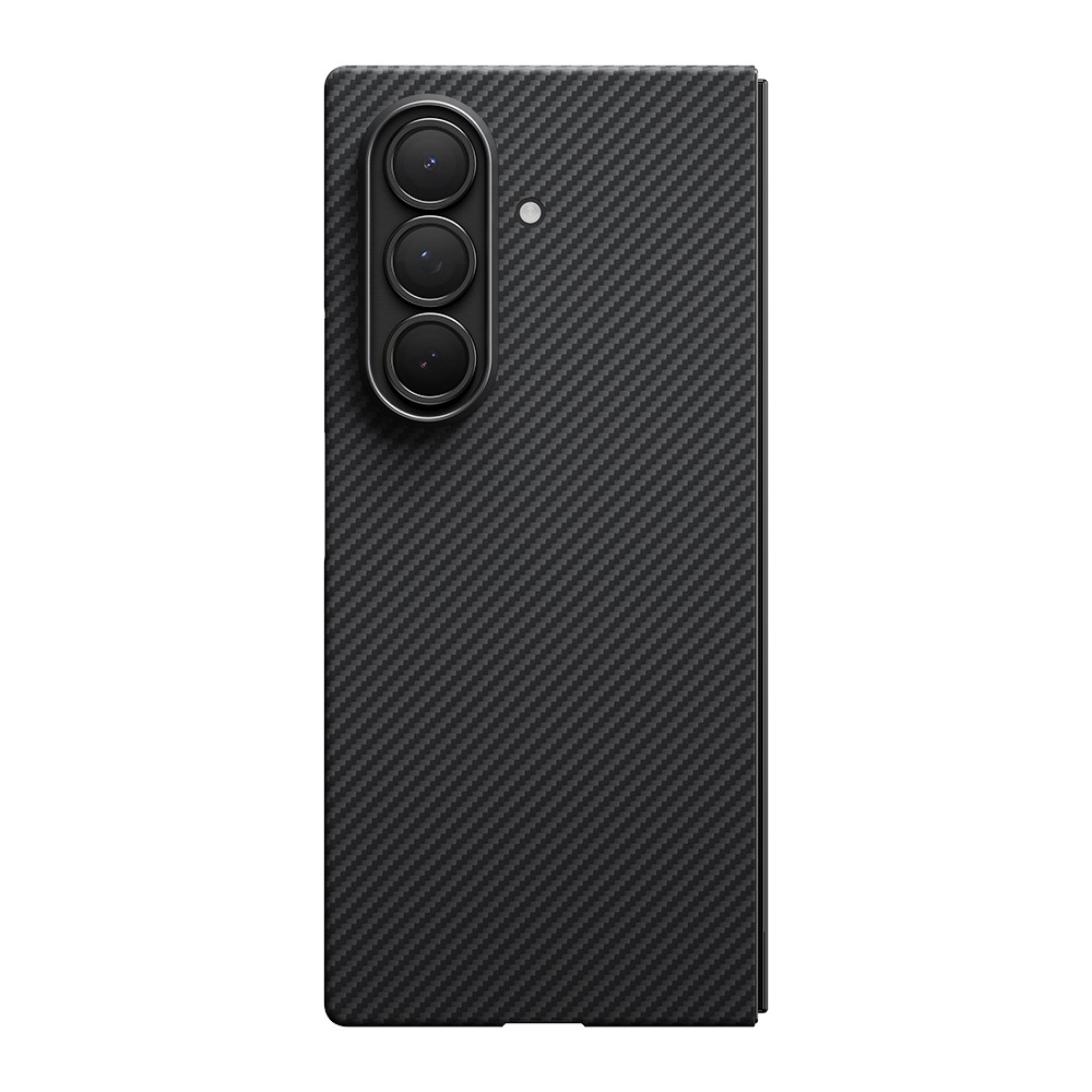 Galaxy Z Fold 7 Kılıf M-safe Şarj Özellikli 600D Aramid Fiber Pitaka Ultra-Slim Classic Serisi Black-Grey Twill Kapak