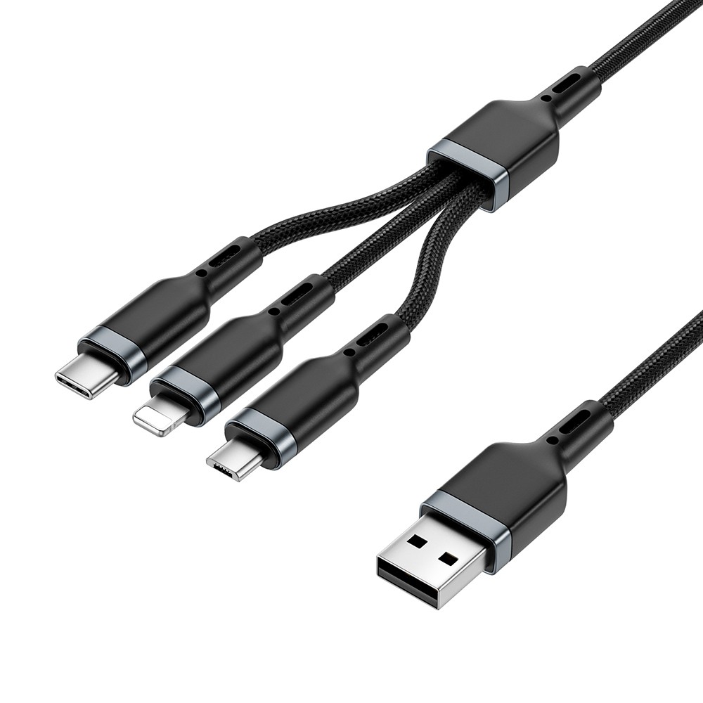 Wiwu Wi-C014 Platinum Serisi 3in1 USB-A to Lightning – Type-C – Micro Şarj ve Data Kablosu 3.1A 1.2m