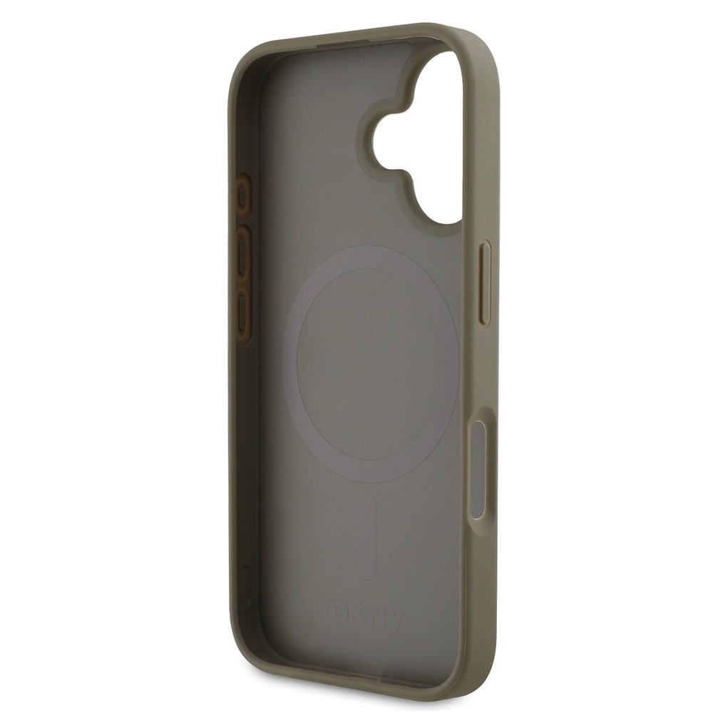 Apple iPhone 16 Kılıf DKNY Orjinal Lisanslı M-safe Şarj Özellikli 3D Yazılı Grid Pattern Kapak