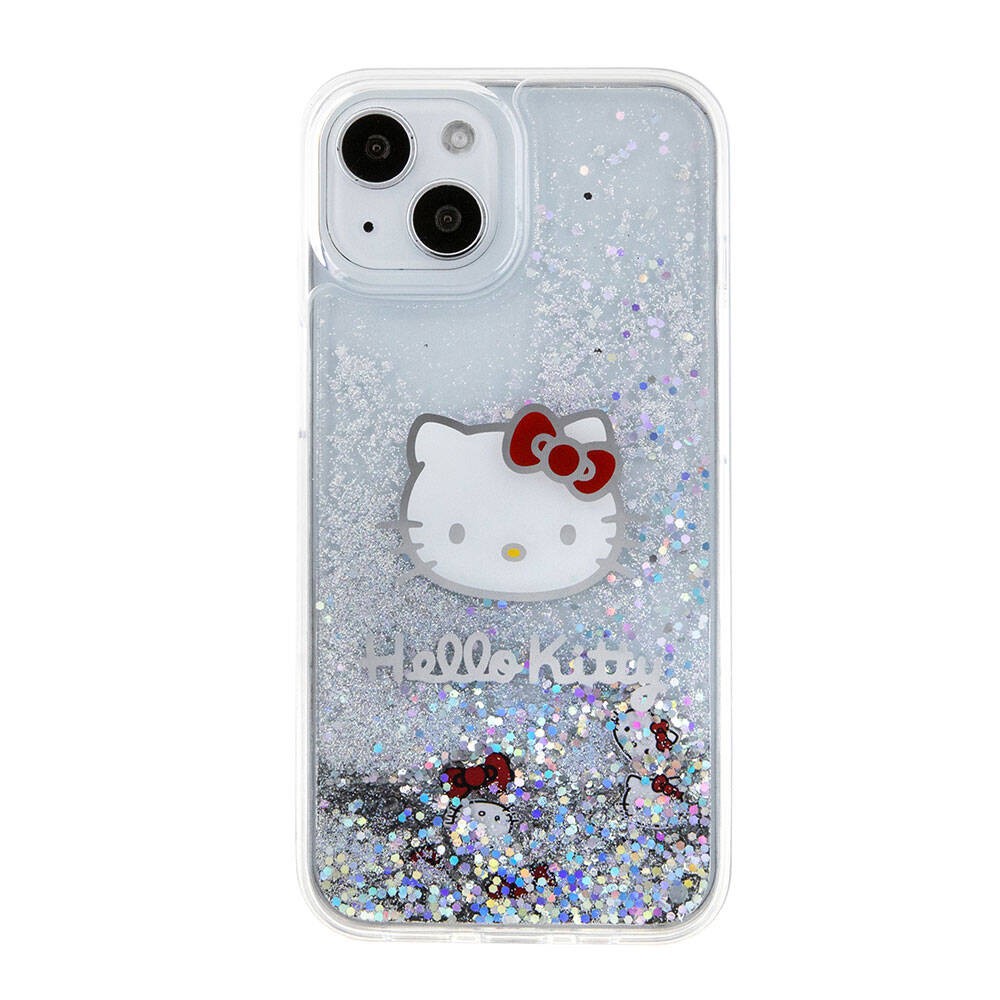 iPhone 15 Kılıf Hello Kitty Orjinal Lisanslı İkonik Sıvılı Glitter Kılıf