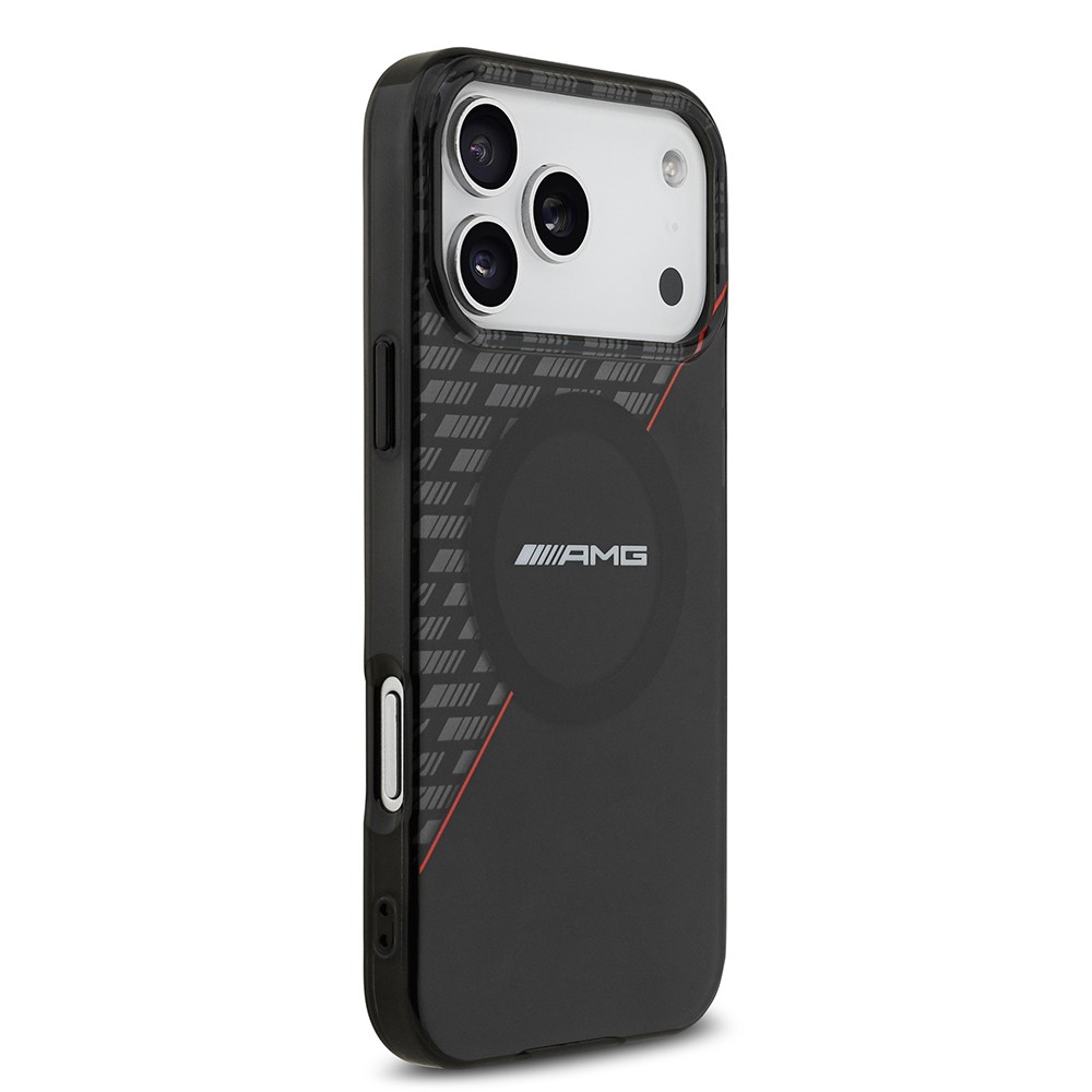 Apple iPhone 17 Pro Max Kılıf AMG Orjinal Lisanslı M-safe Şarj Özellikli Çift Katmanlı Kırmızı Çapraz Çizgili Kapak