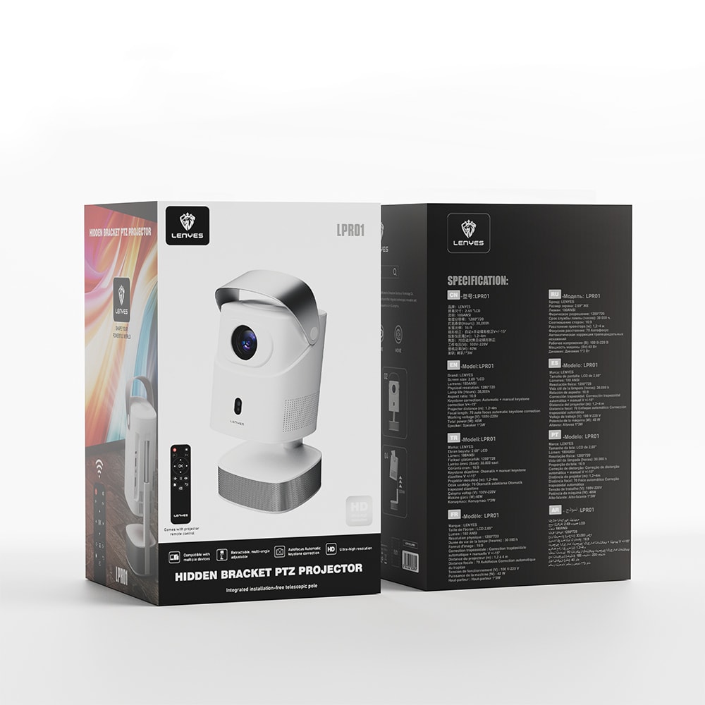 Lenyes LPR01 2.69" LCD Projektör Yansıtma Cihazı Otomatik ve Manuel Keystone Özellikli