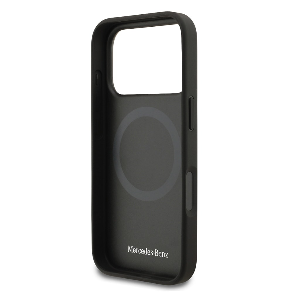 Apple iPhone 17 Pro Kılıf Mercedes Benz Orjinal Lisanslı M-safe Şarj Özellikli Dokulu Desenli Deri Kapak