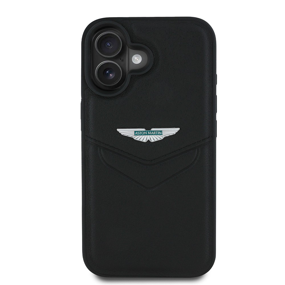 Apple iPhone 16 Kılıf Aston Martin Orjinal Lisanslı Victory Dizayn PU Deri Metal Logolu Kapak