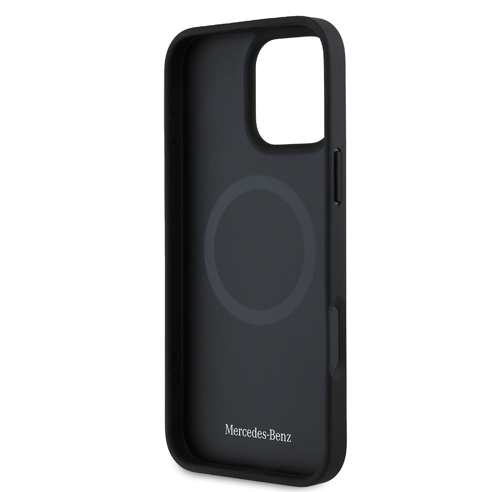 Apple iPhone 16 Pro Max Kılıf Mercedes Benz Orjinal Lisanslı M-safe Şarj Özellikli Metal Yıldız Logolu Sade Pürüzsüz Deri Kapak