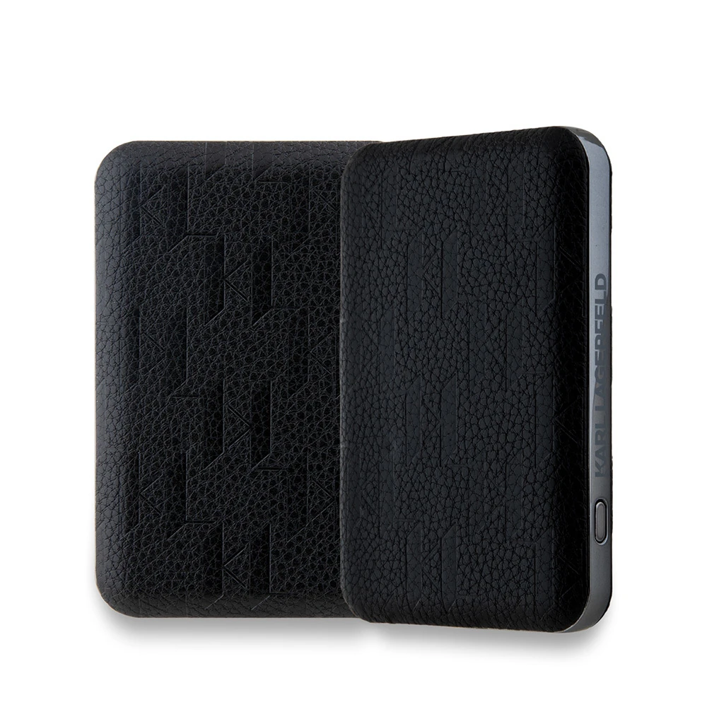 Karl Lagerfeld Orijinal Lisanslı M-safe Şarj Özellikli Led Işık Göstergeli Metal Logolu PU Deri Powerbank 5000mAh