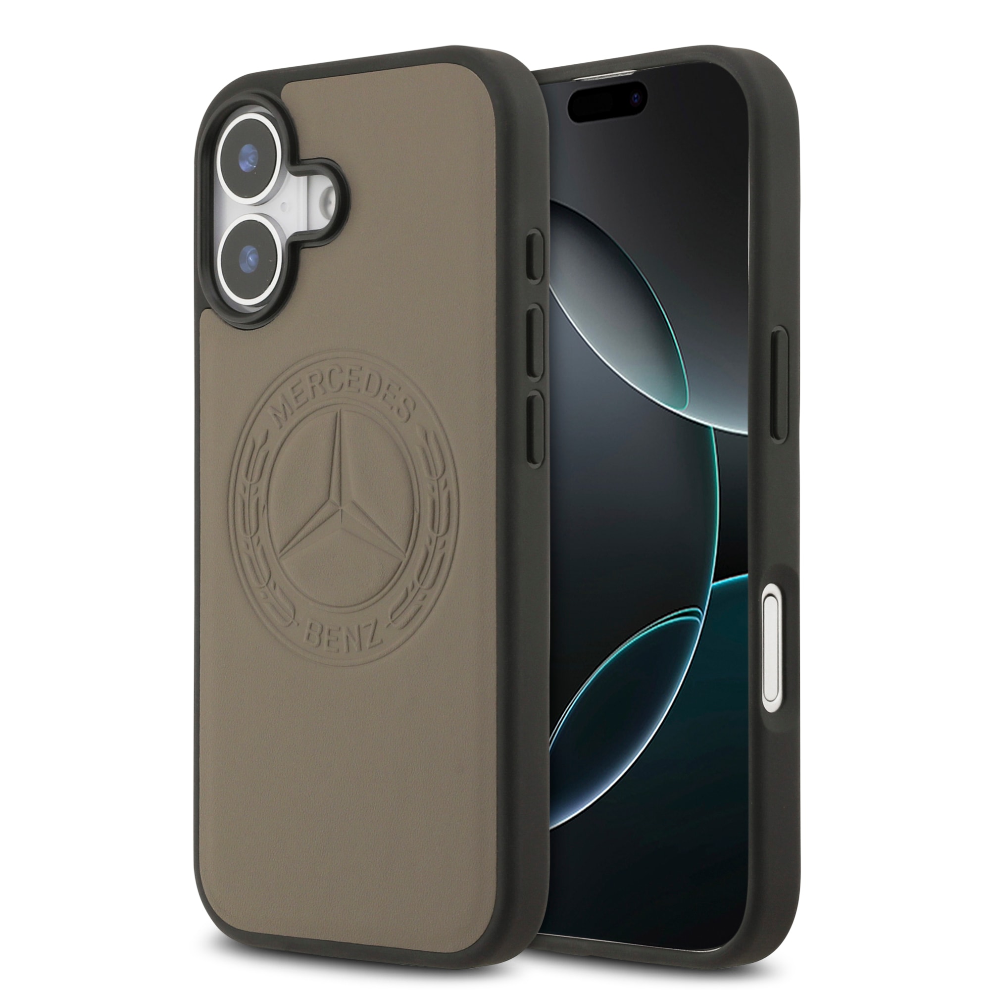 Apple iPhone 17 Kılıf Mercedes Benz Orjinal Lisanslı M-safe Şarj Özellikli Hakiki Deri Nostaljik Yıldız Dizayn Kapak