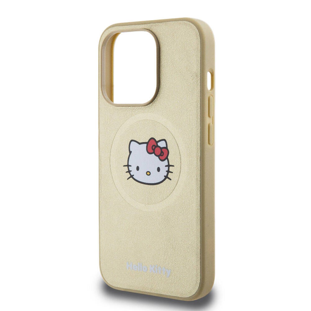 iPhone 15 Pro Kılıf Hello Kitty Orjinal Lisanslı Magsafe Şarj Özellikli Kitty Head Deri Kılıf