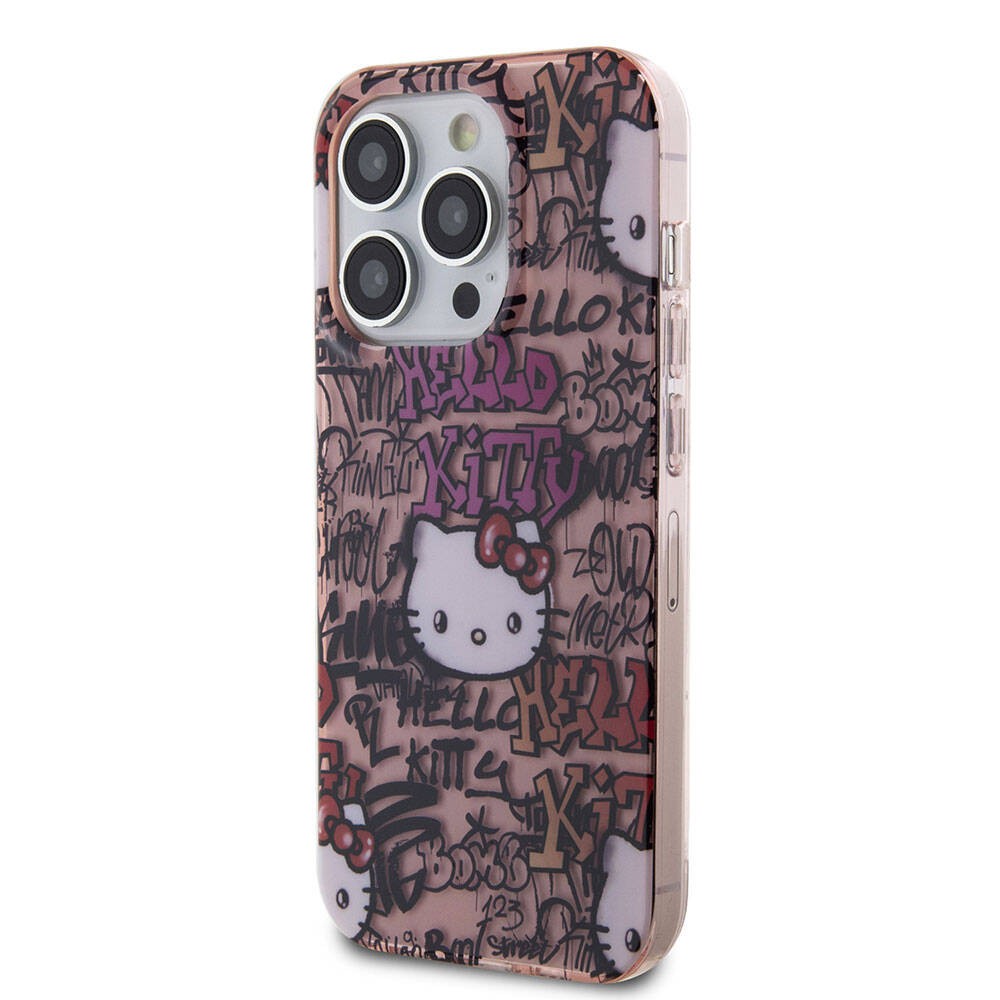 iPhone 15 Pro Kılıf Hello Kitty Orjinal Lisanslı İkonik Logolu Etiket Graffiti Kılıf