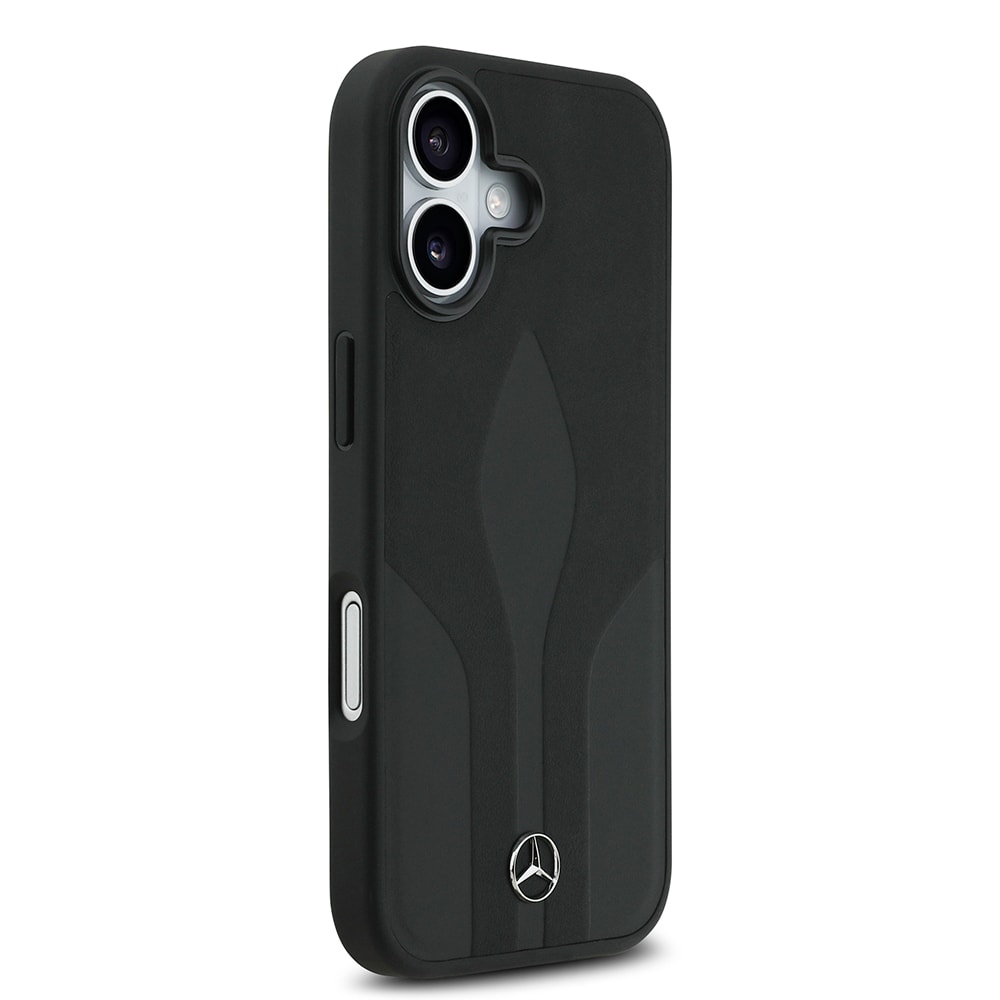 Apple iPhone 17 Kılıf Mercedes Benz Orjinal Lisanslı M-safe Şarj Özellikli Dokulu Desenli Deri Kapak