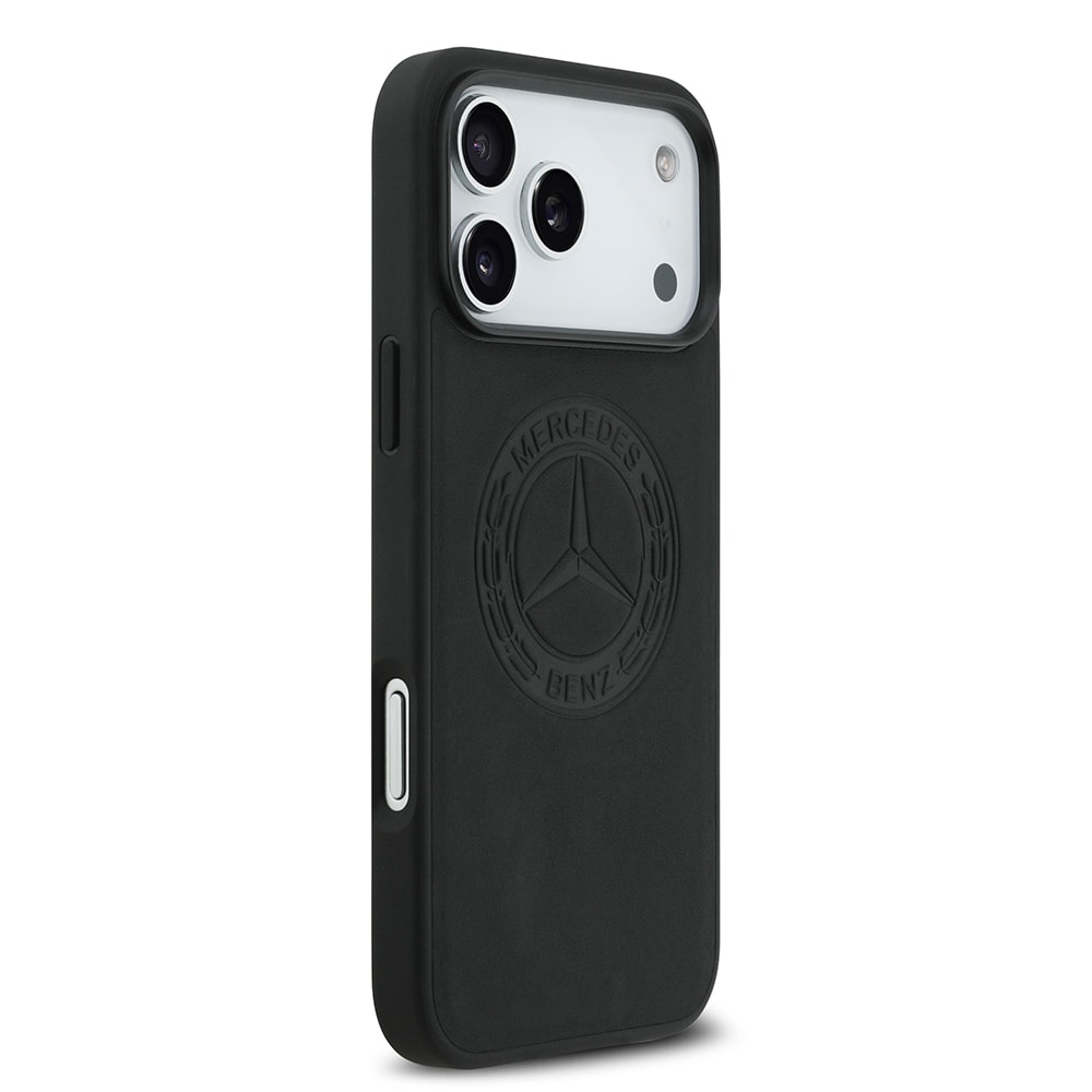 Apple iPhone 17 Pro Max Kılıf Mercedes Benz Orjinal Lisanslı M-safe Şarj Özellikli Hakiki Deri Nostaljik Yıldız Dizayn Kapak