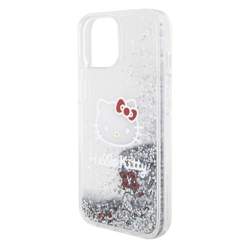 iPhone 15 Kılıf Hello Kitty Orjinal Lisanslı İkonik Sıvılı Glitter Kılıf