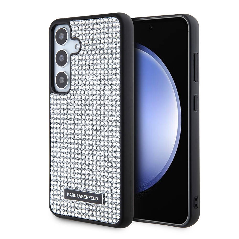 Galaxy S24 Kılıf Karl Lagerfeld Taşlı Metal Logo Orjinal Lisanslı Kılıf