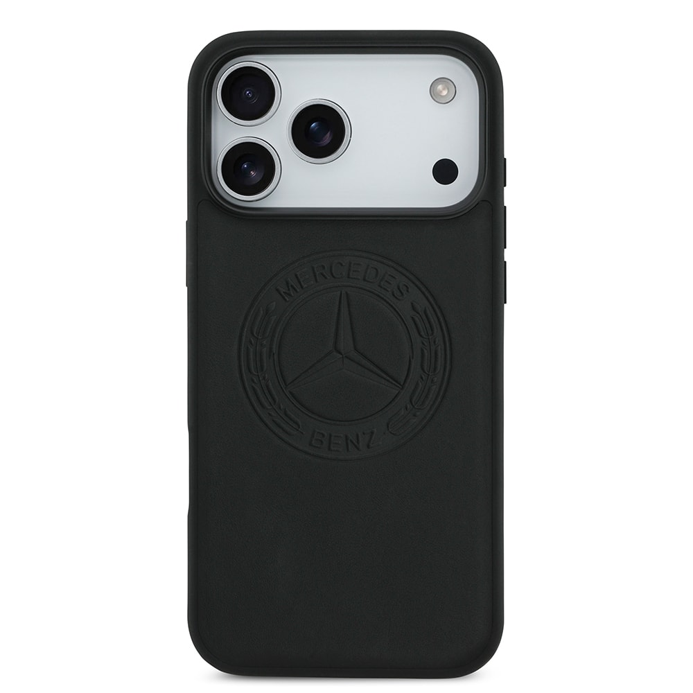 Apple iPhone 17 Pro Max Kılıf Mercedes Benz Orjinal Lisanslı M-safe Şarj Özellikli Hakiki Deri Nostaljik Yıldız Dizayn Kapak