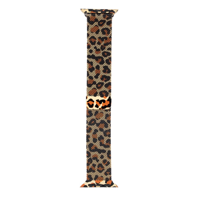 Apple Watch 44mm Zore KRD-01 Leopar Desenli Metal Kordon