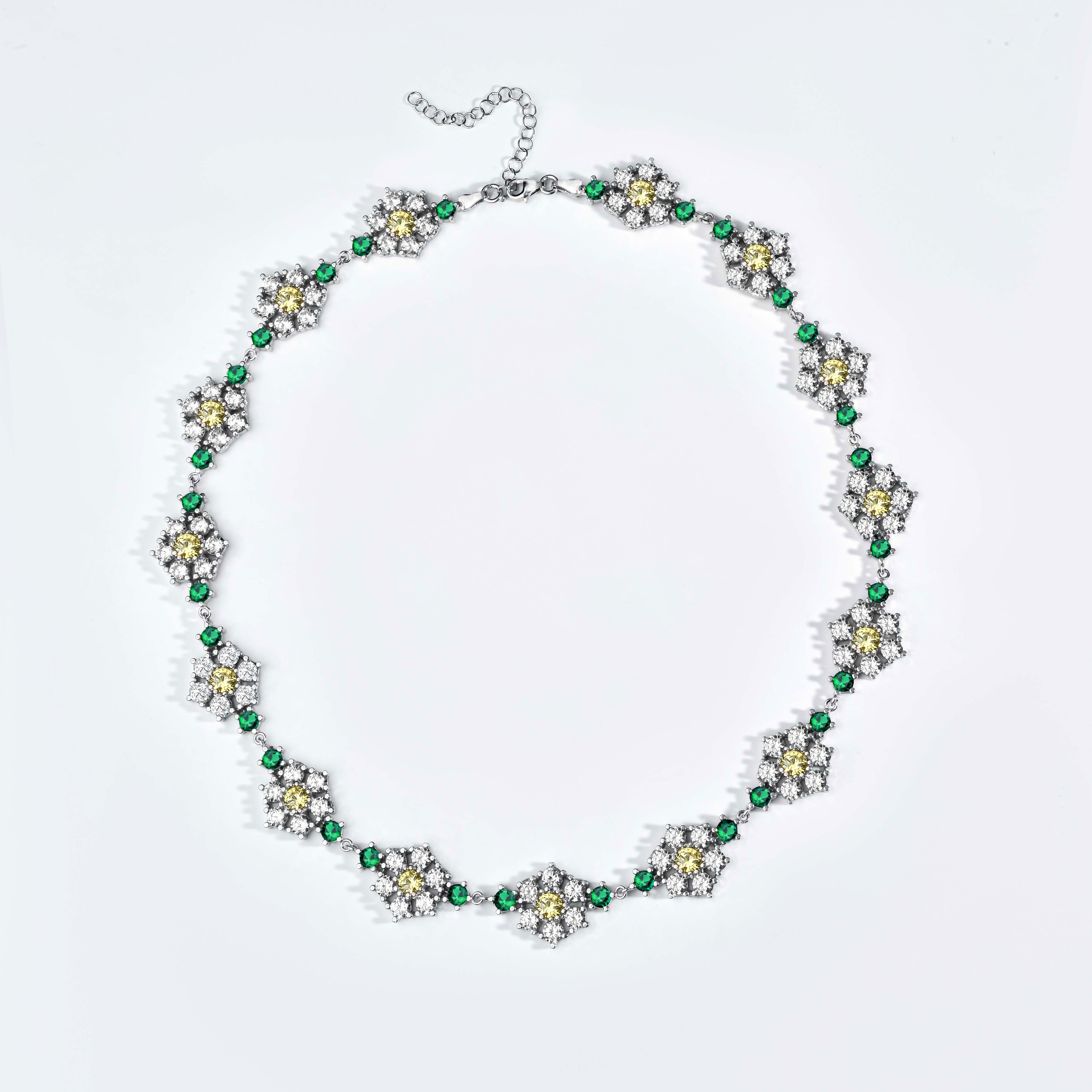 925 Silver 15mm Flowers Tennis Chain