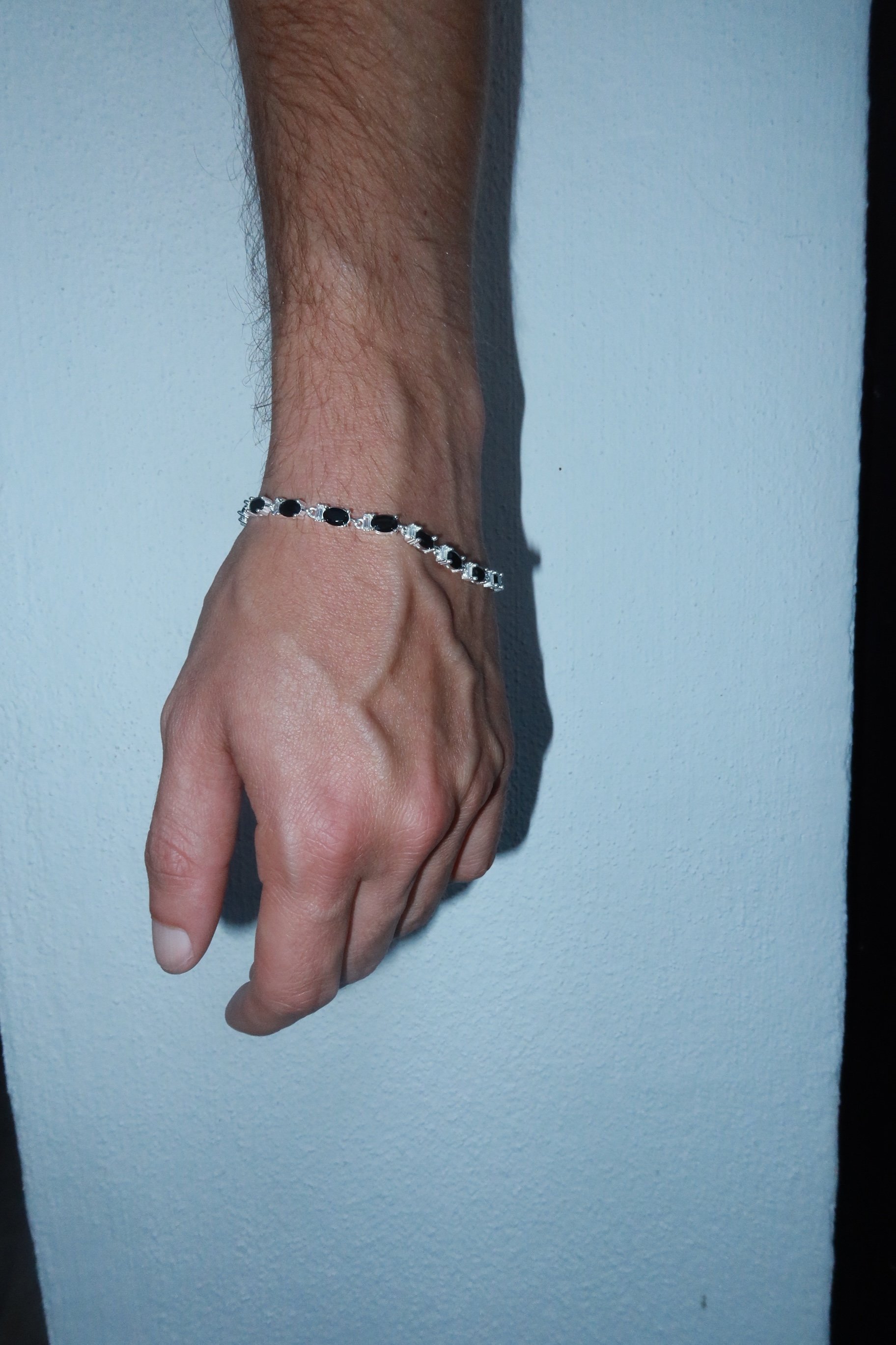 925 Silver 4mm Oval Black Tennis Bracelet