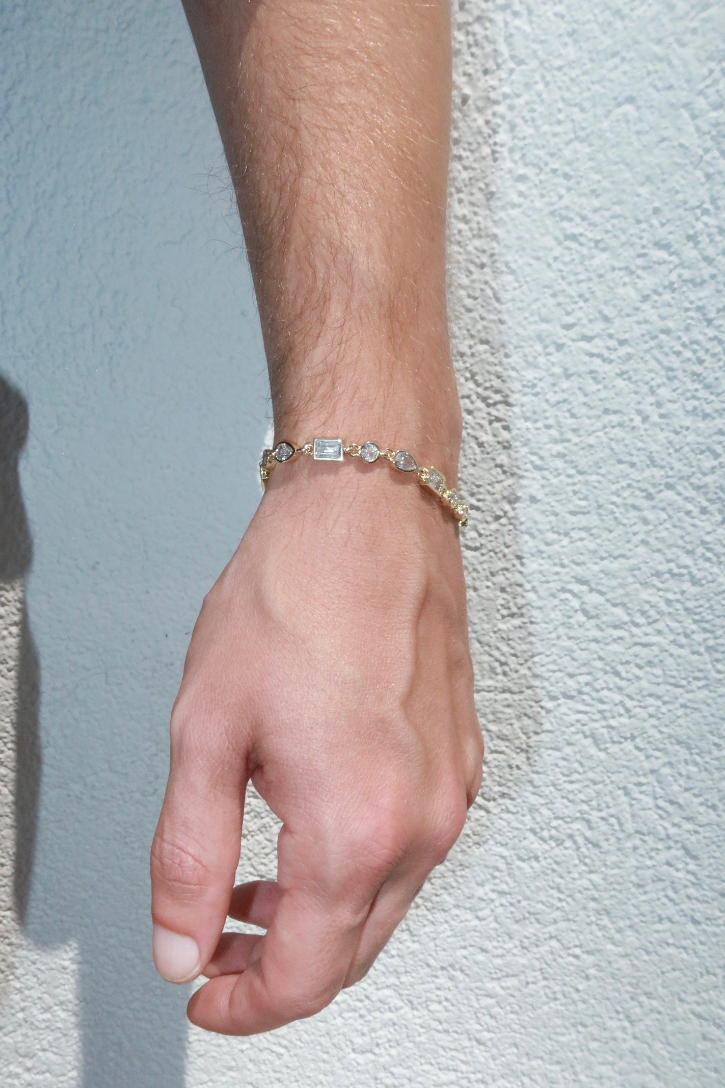 14K Gold Mix Stone Shape Bracelet