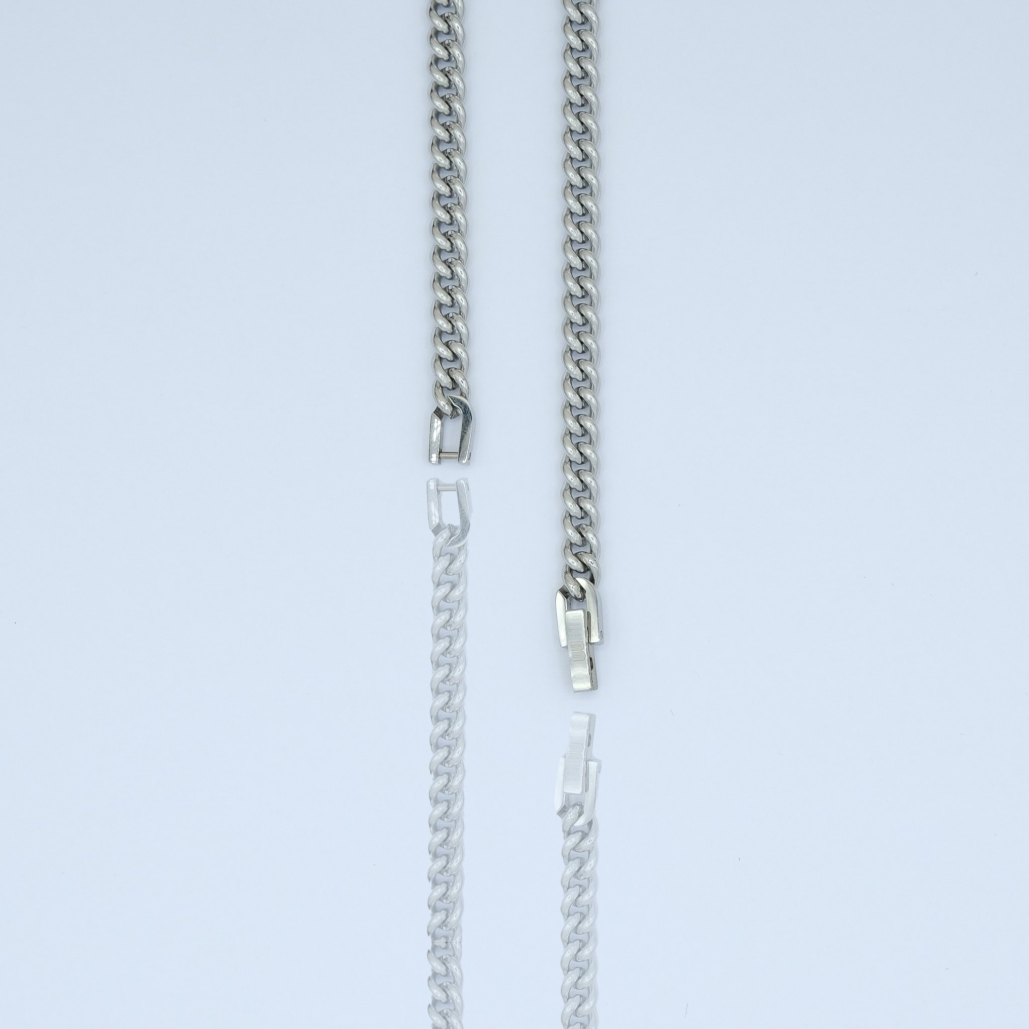 6mm Klasik Beyaz Altın Kaplama Cuban Chain