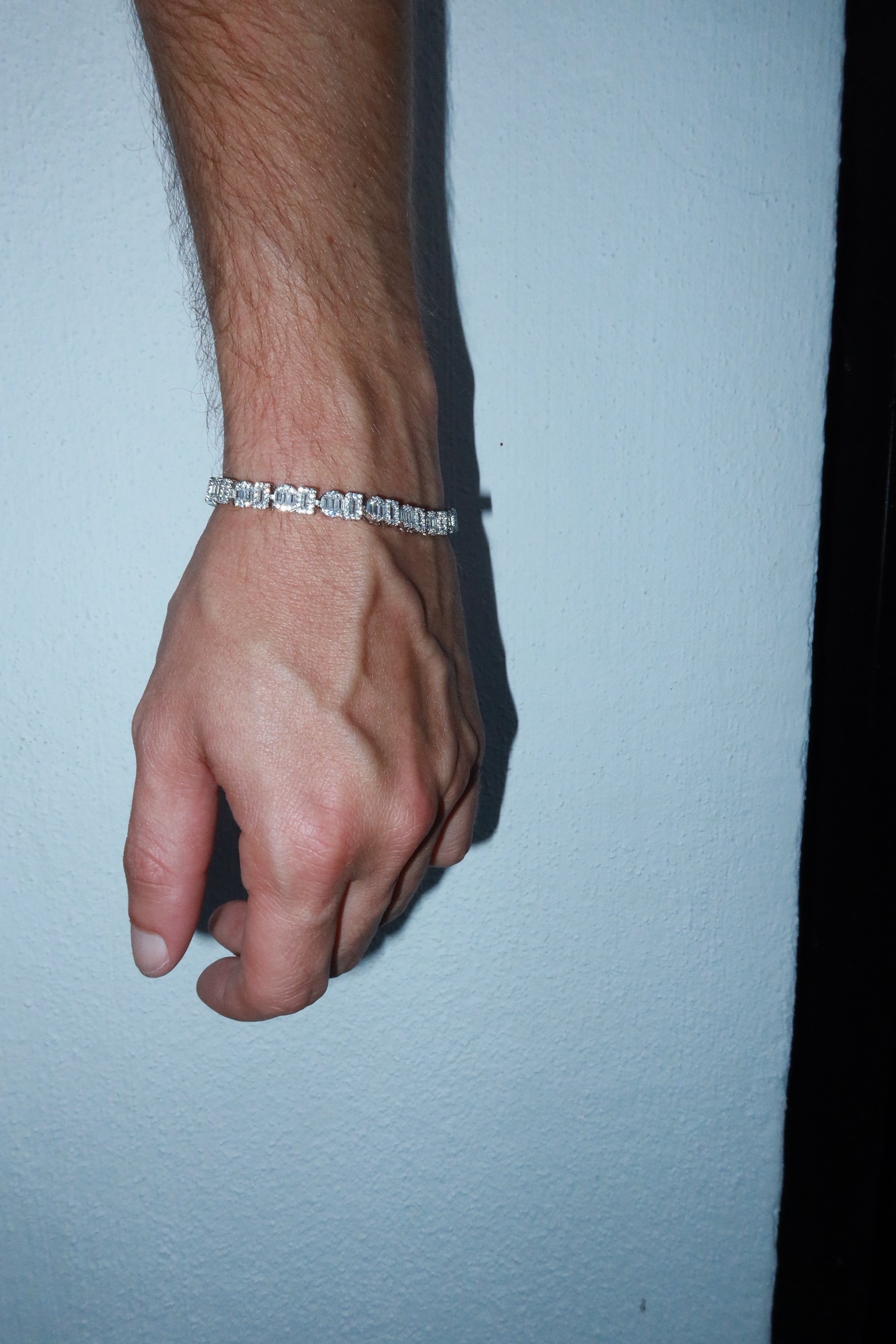 925 Silver Baguette Round Shape Tennis Bracelet