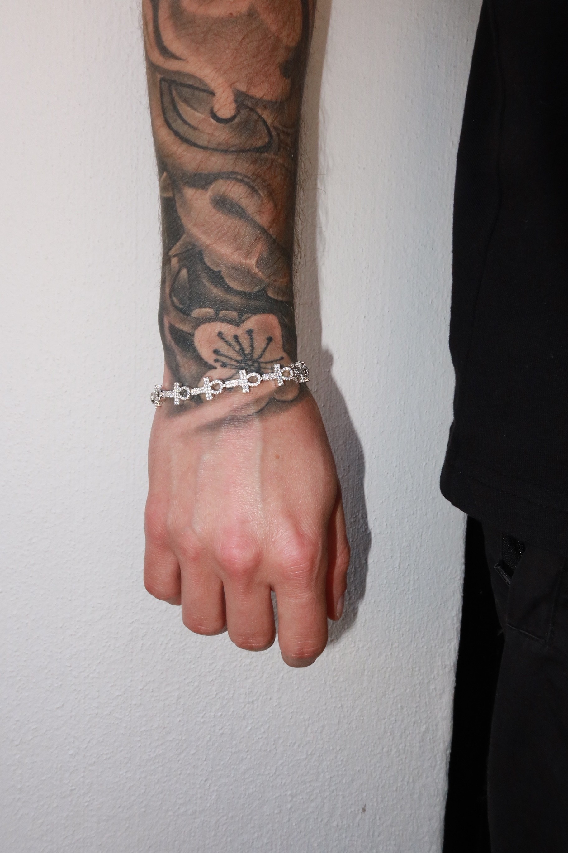 White Gold Plated Ankh Line Bracelet