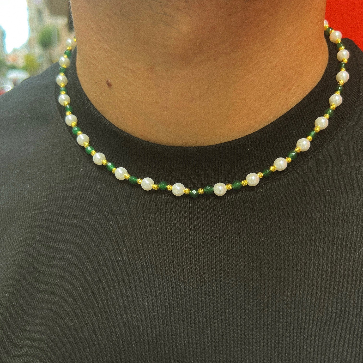 925 Silver Greenstone Pearl