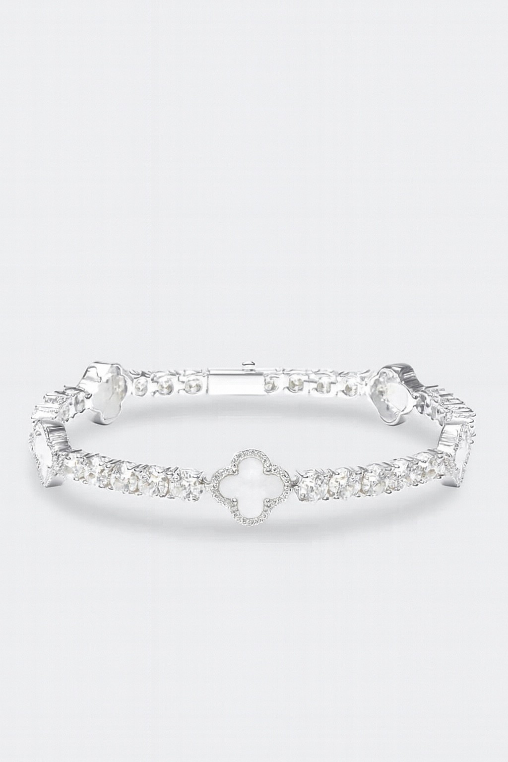 5mm Pearl Motif White Gold Plated Tennis Bracelet