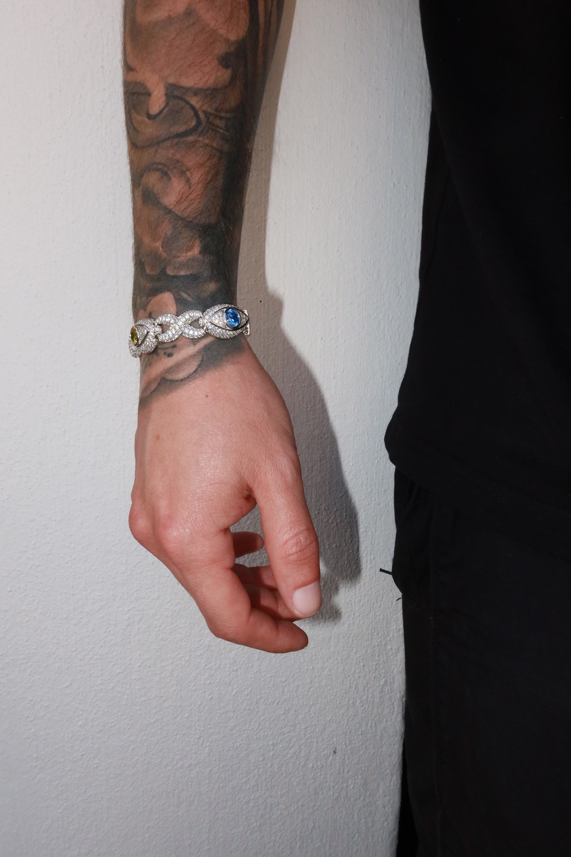 White Gold Plated Eye Infinity Bracelet