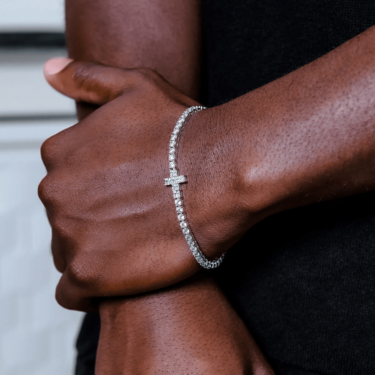 3mm Baguette Cross Tennis Bracelet