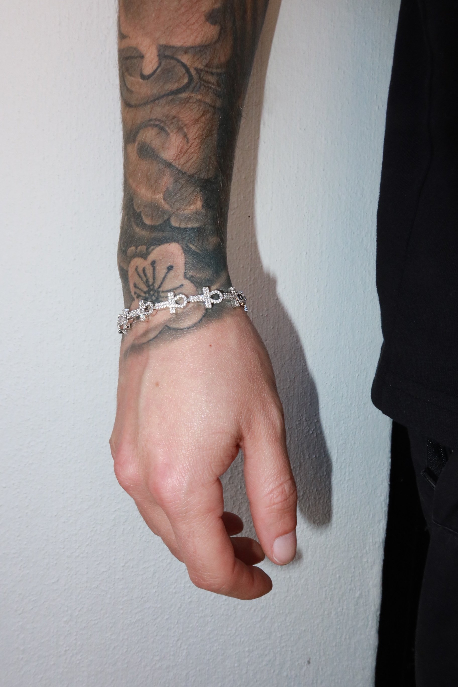 White Gold Plated Ankh Line Bracelet