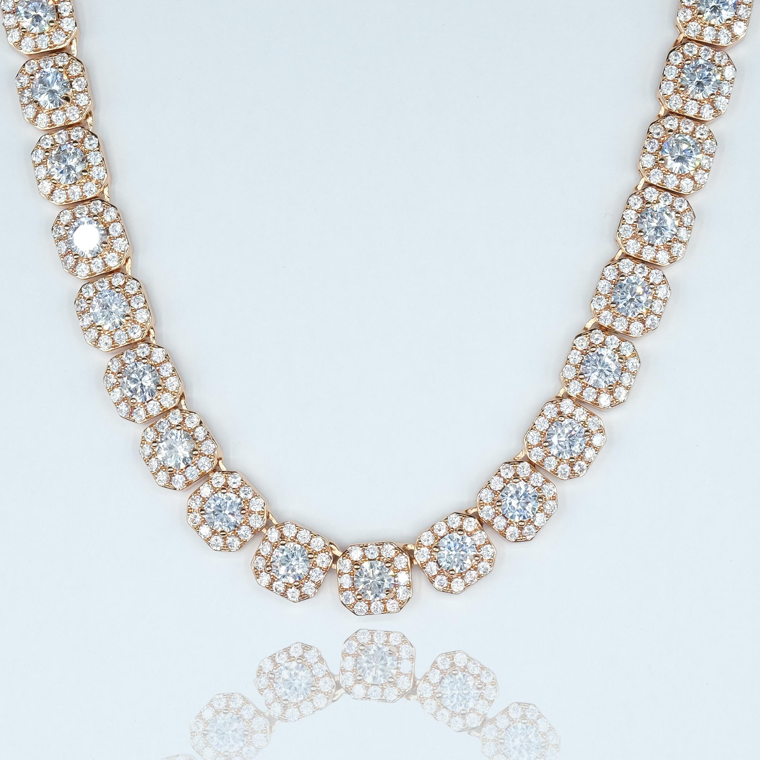 Rose Gold Clustered Tennis Chain