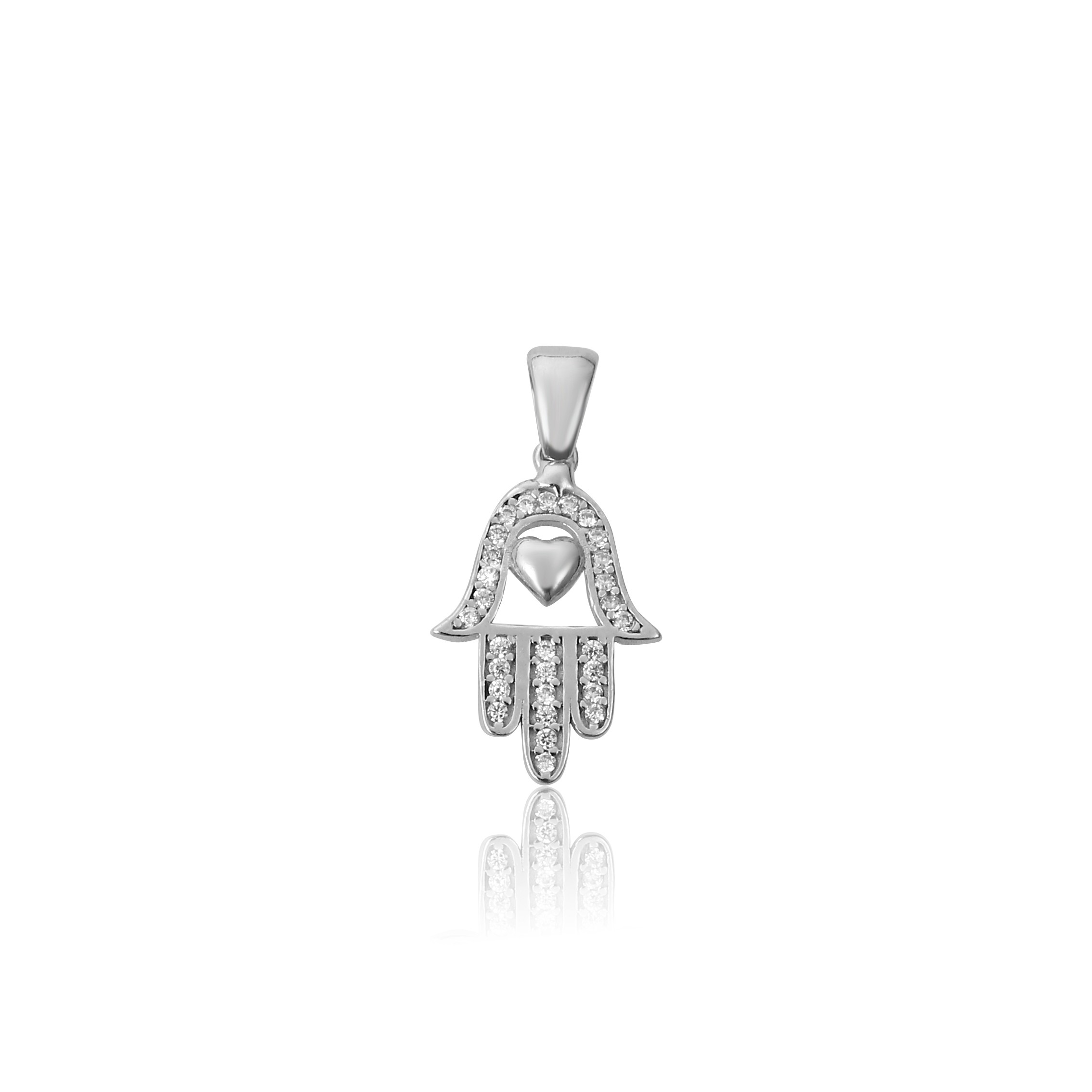 925 Silver Hamsa w Heart