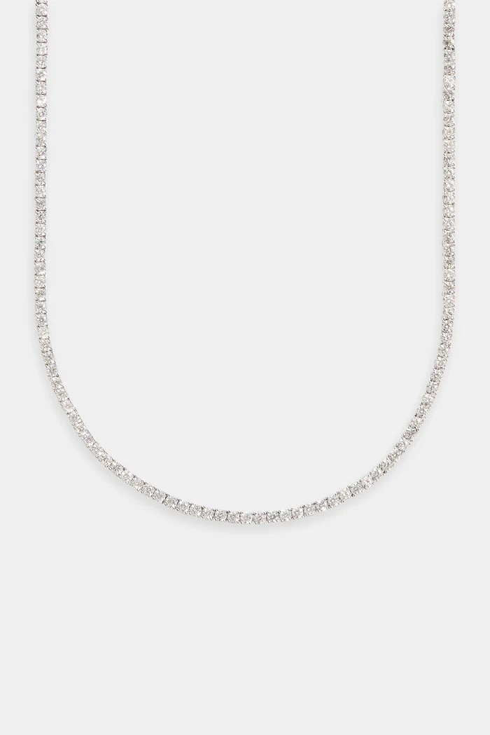 3mm White Gold Plated Tennis Chain