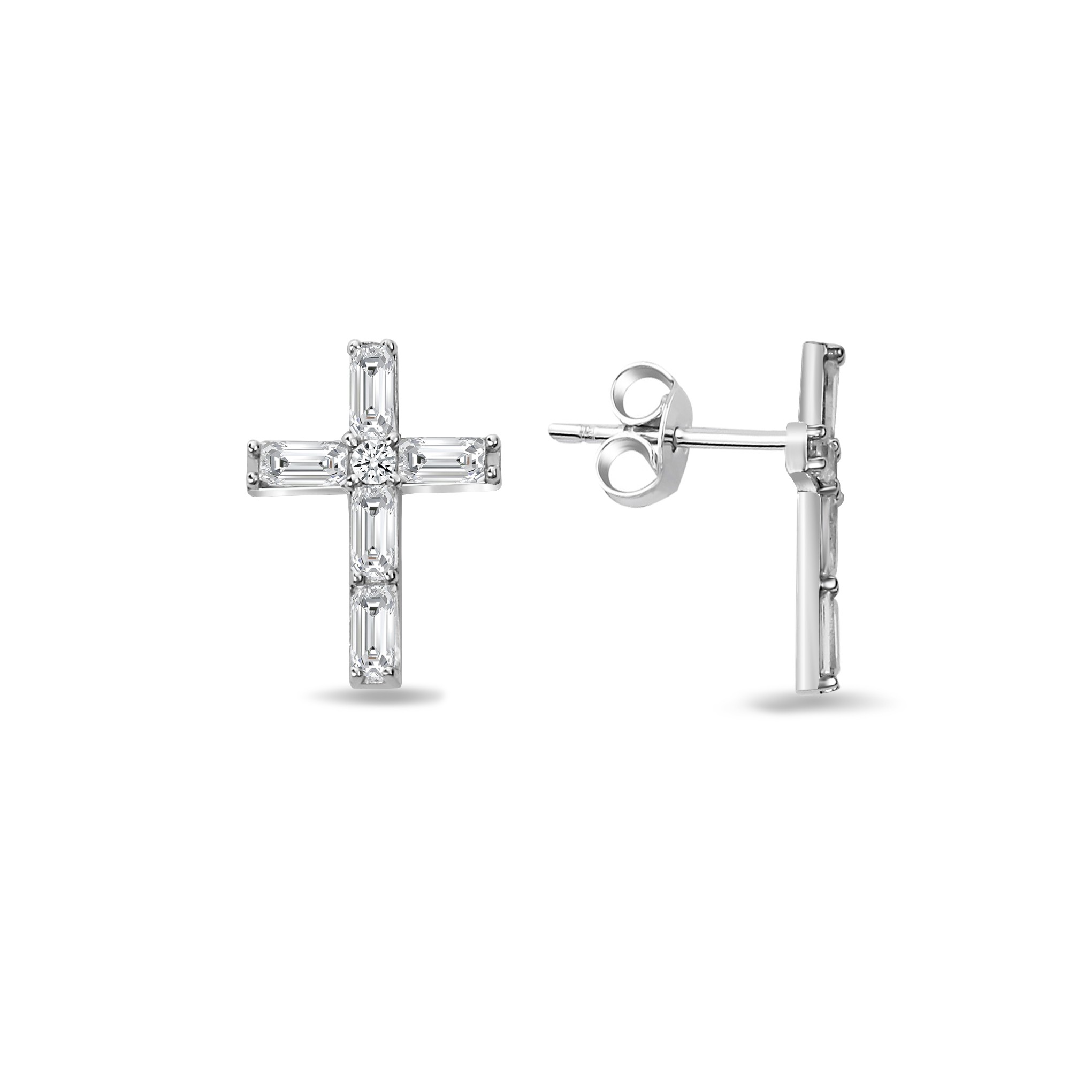 Cross Baguette Earring