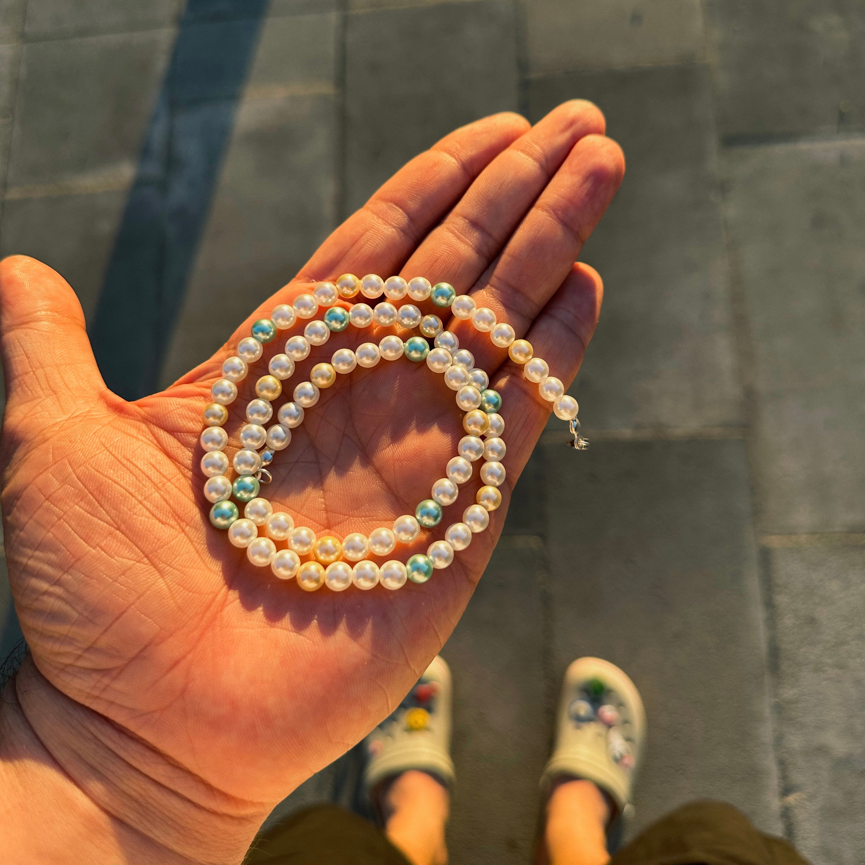 Tri-Color Pearl Necklace