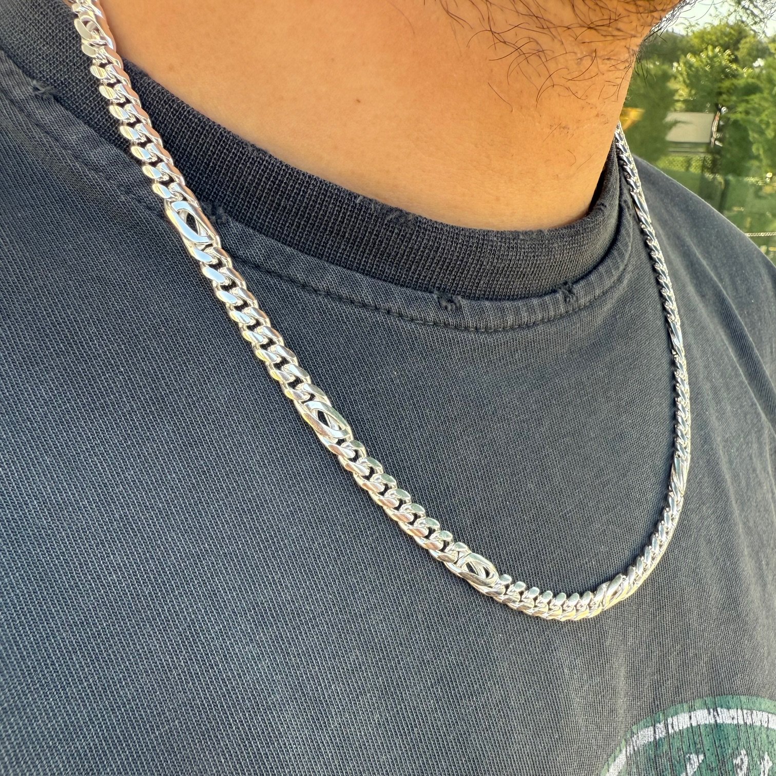 925 Silver 7mm Figaro v2 Chain