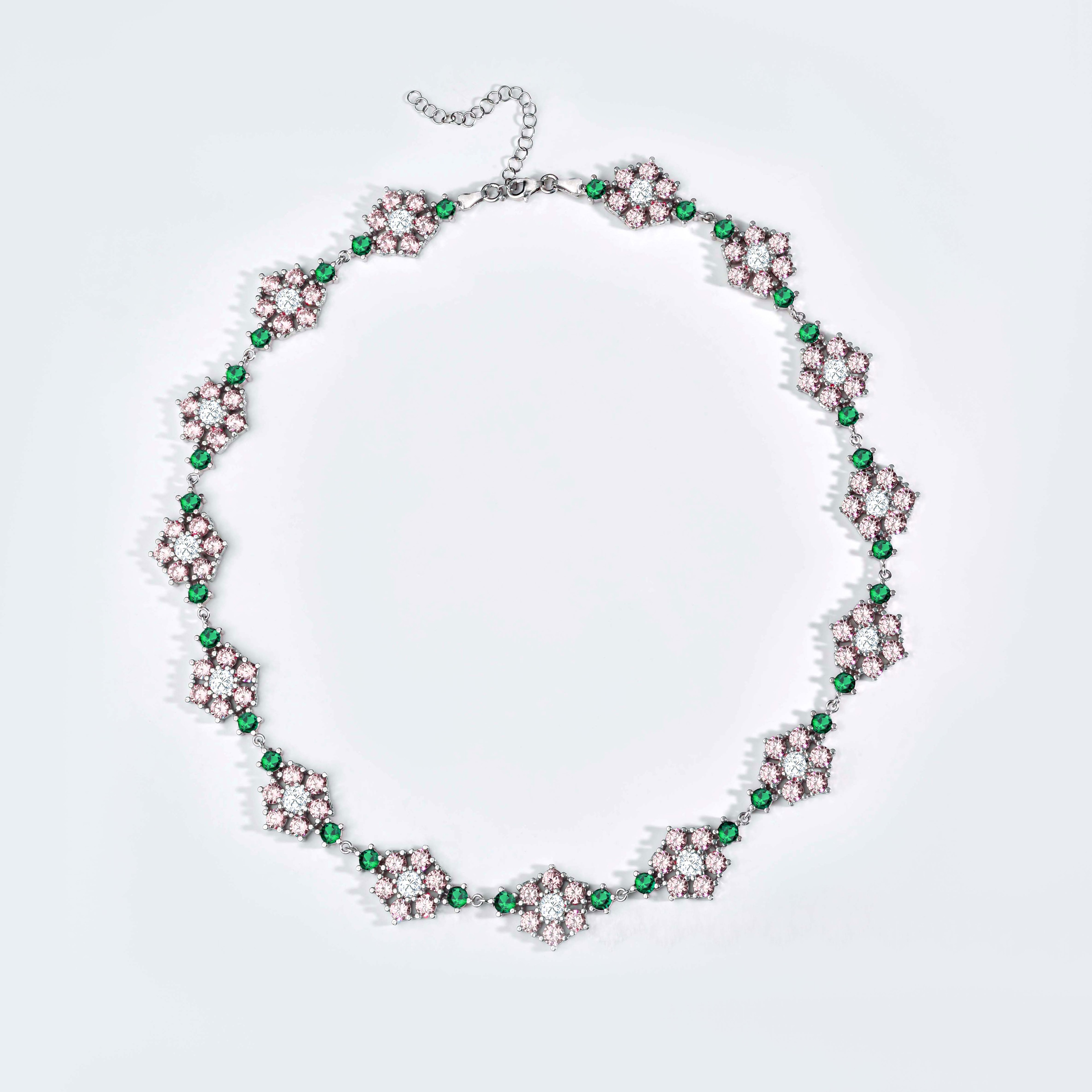 925 Silver 15mm Flowers Tennis Chain