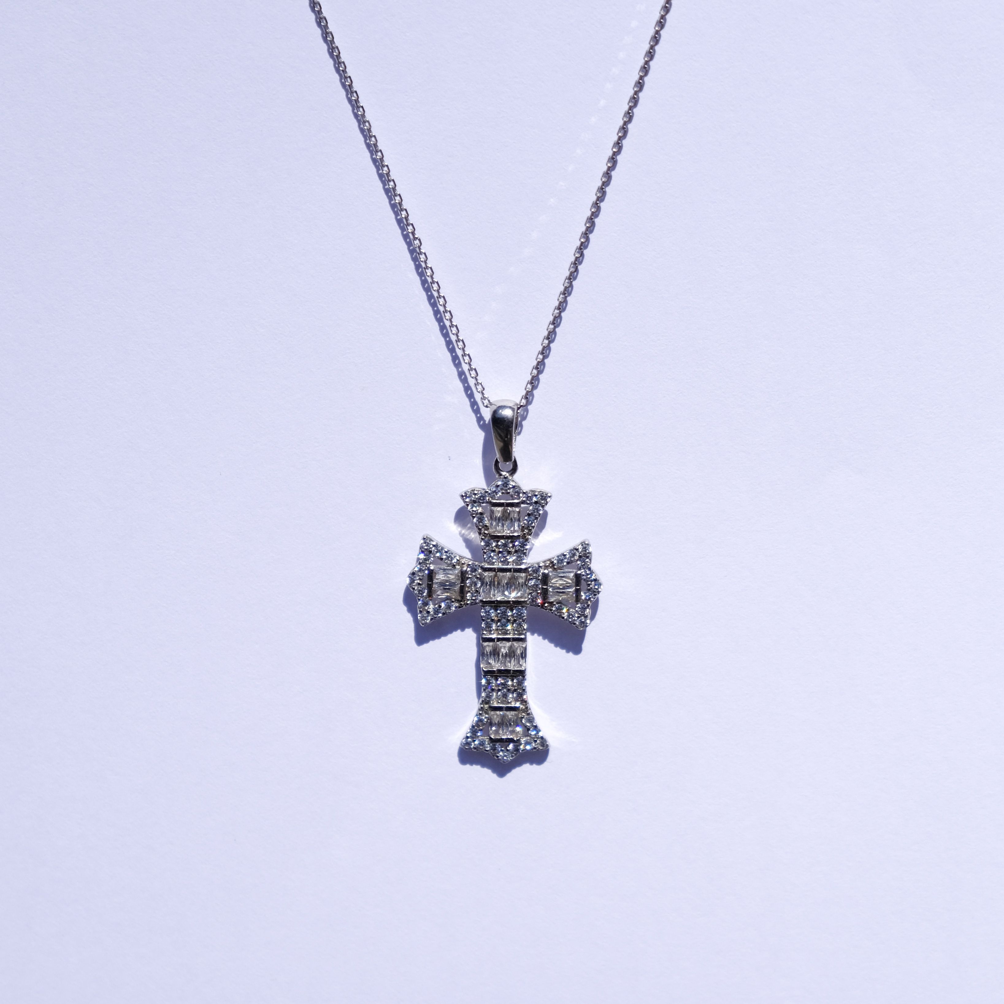 925 Silver Iced Cross Pendant