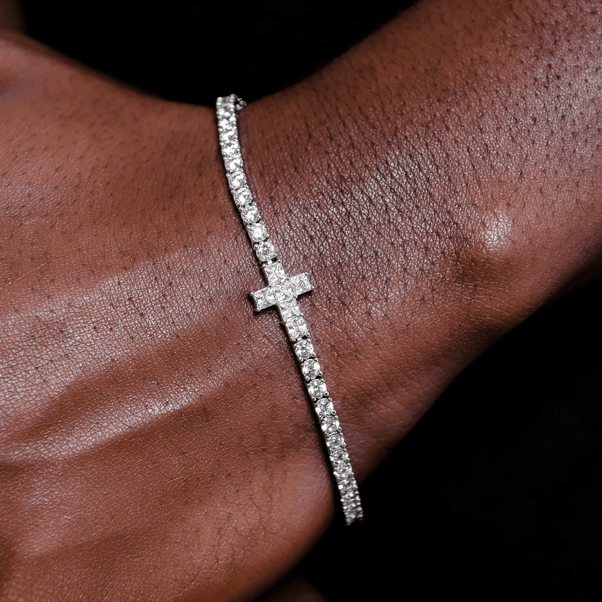 3mm Baguette Cross Tennis Bracelet