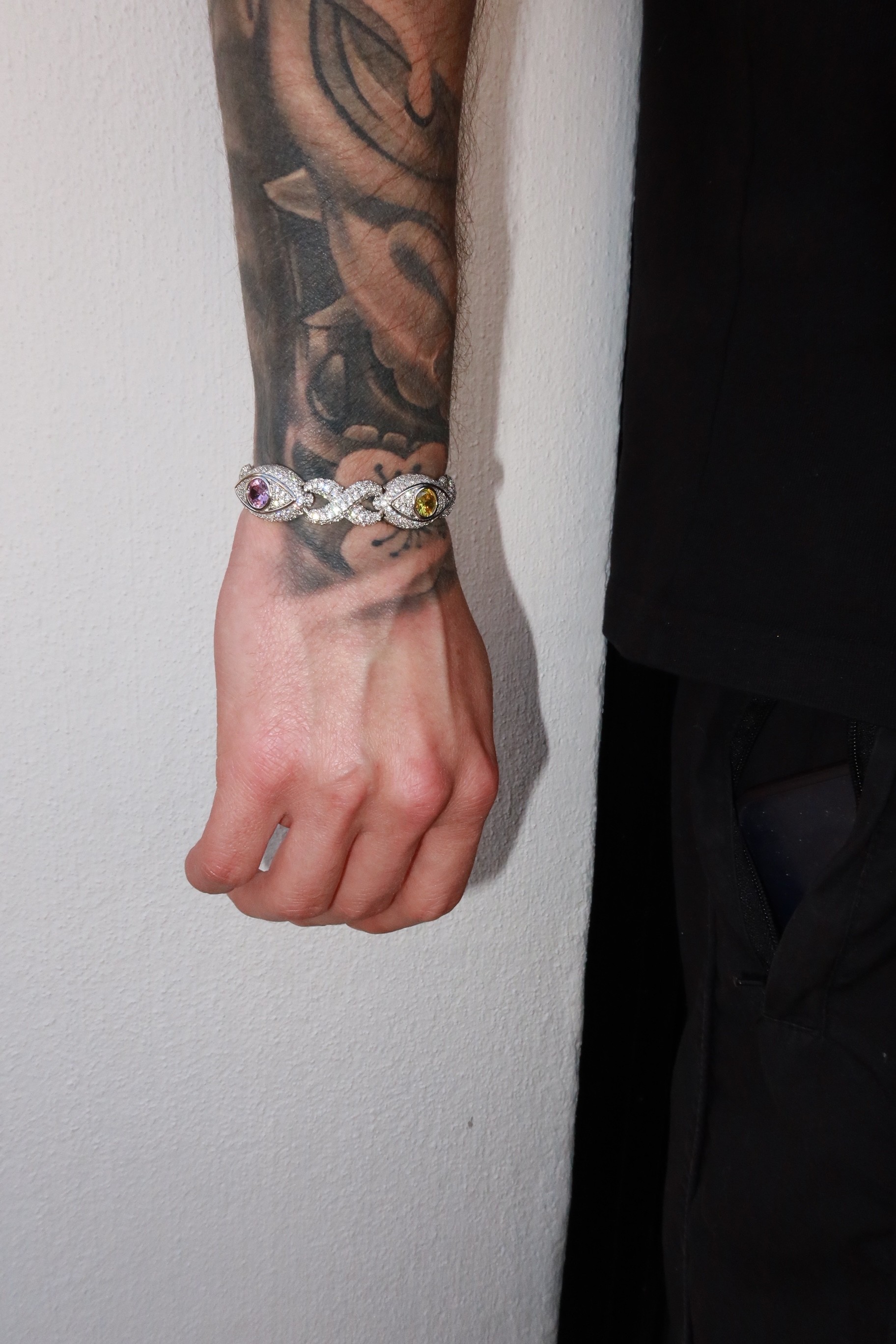 White Gold Plated Eye Infinity Bracelet