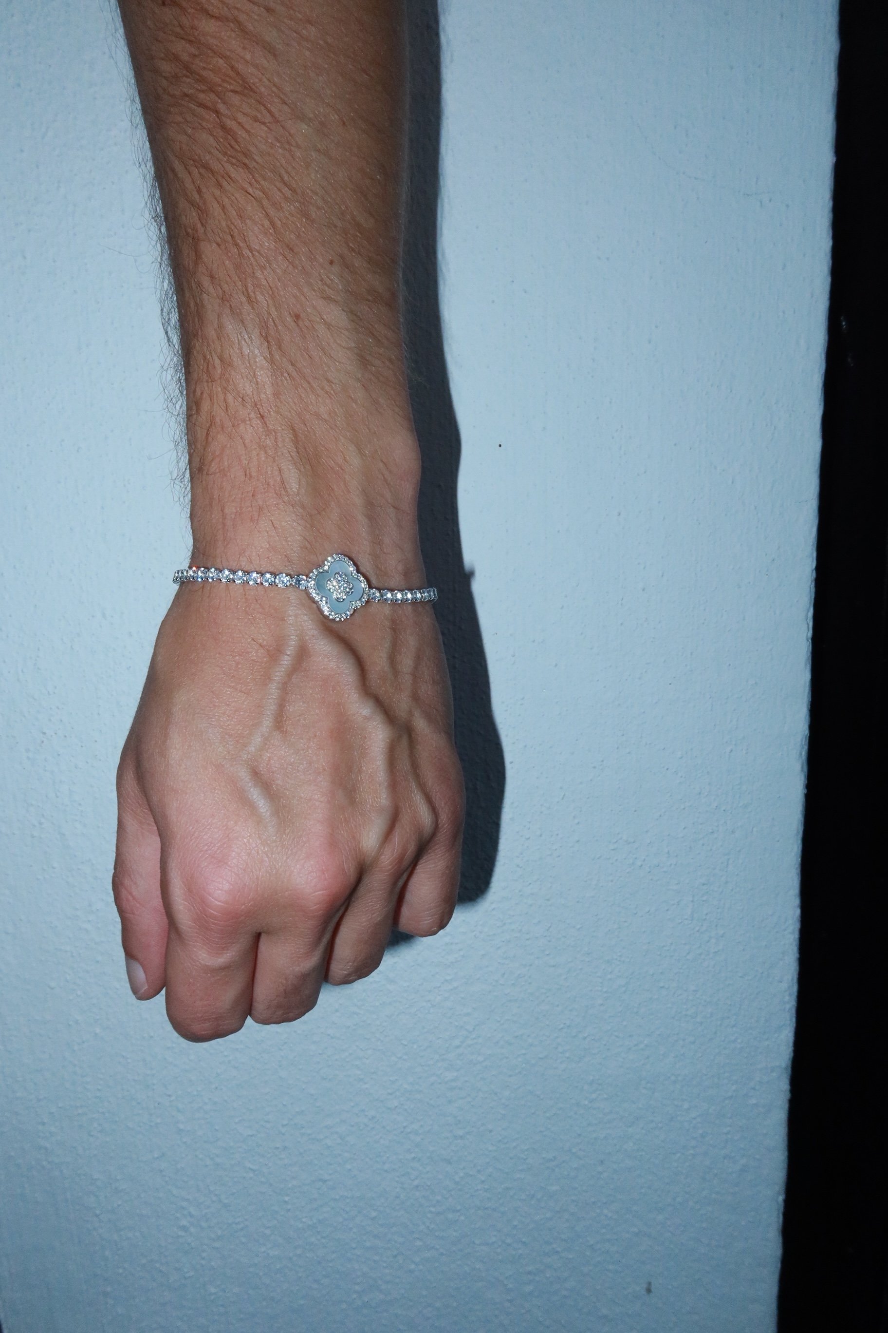 925 Silver Clover Motifs Tennis Bracelet