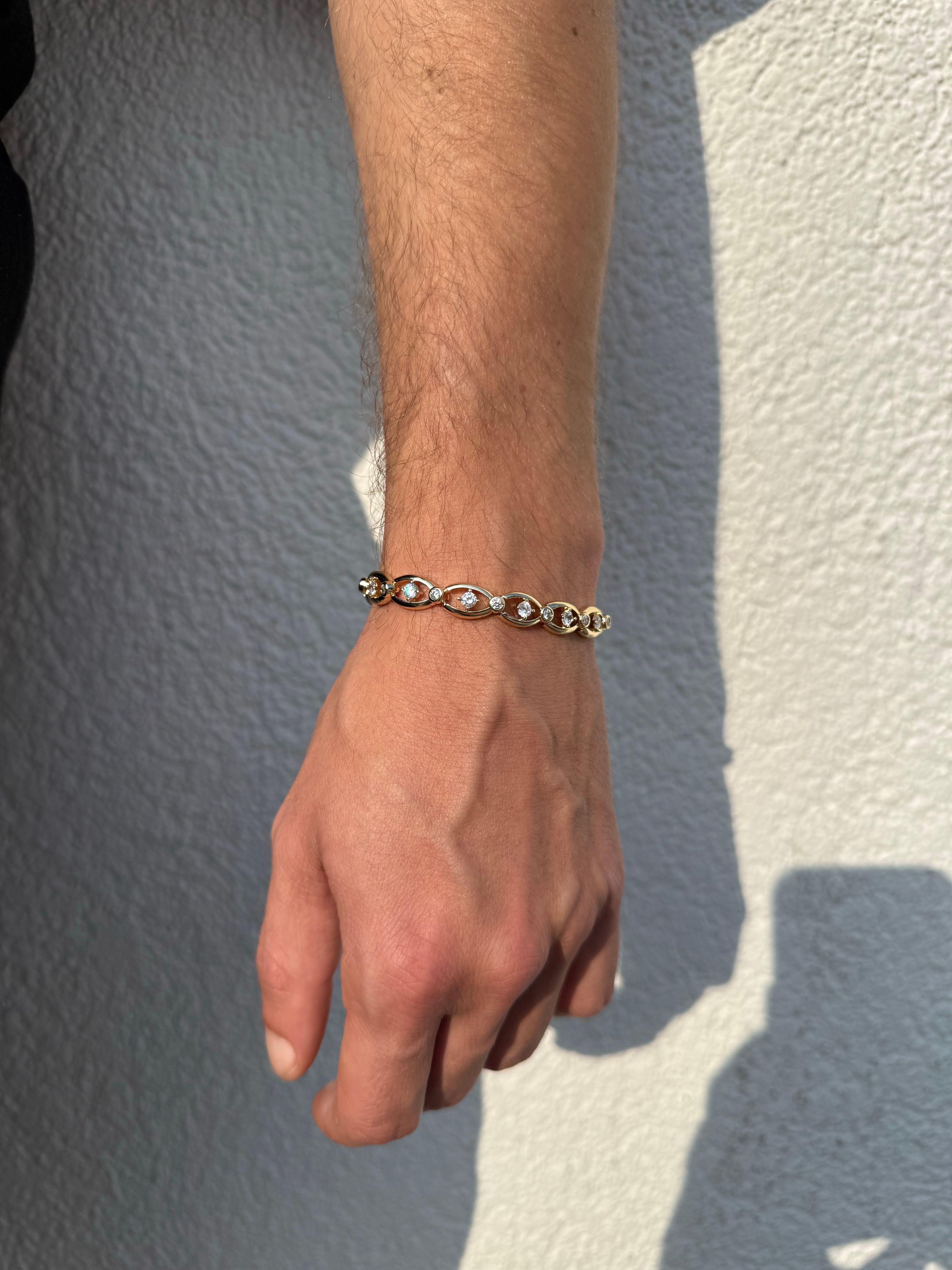 14K Gold Plated Eye Stones Bracelet