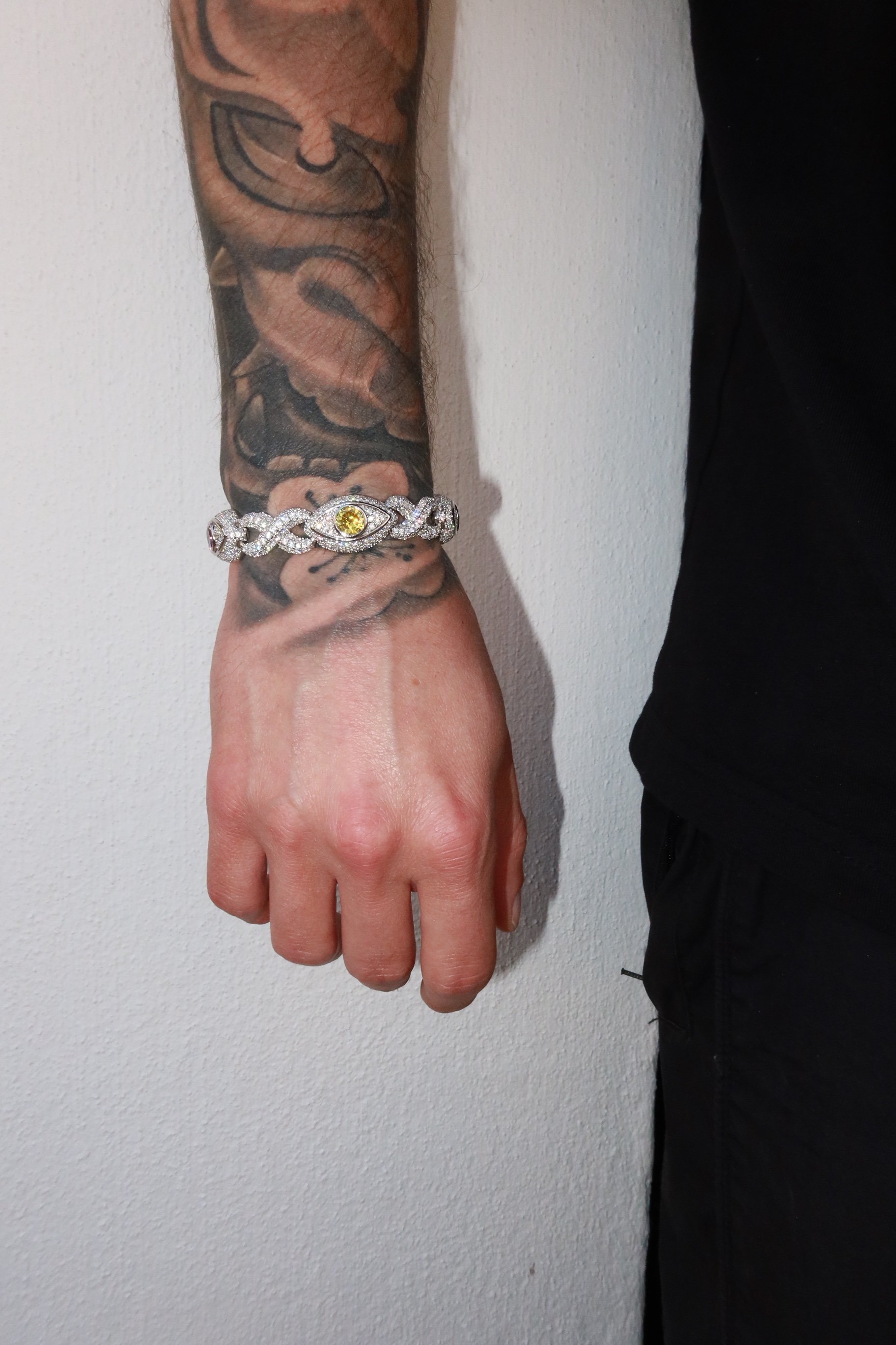 White Gold Plated Eye Infinity Bracelet
