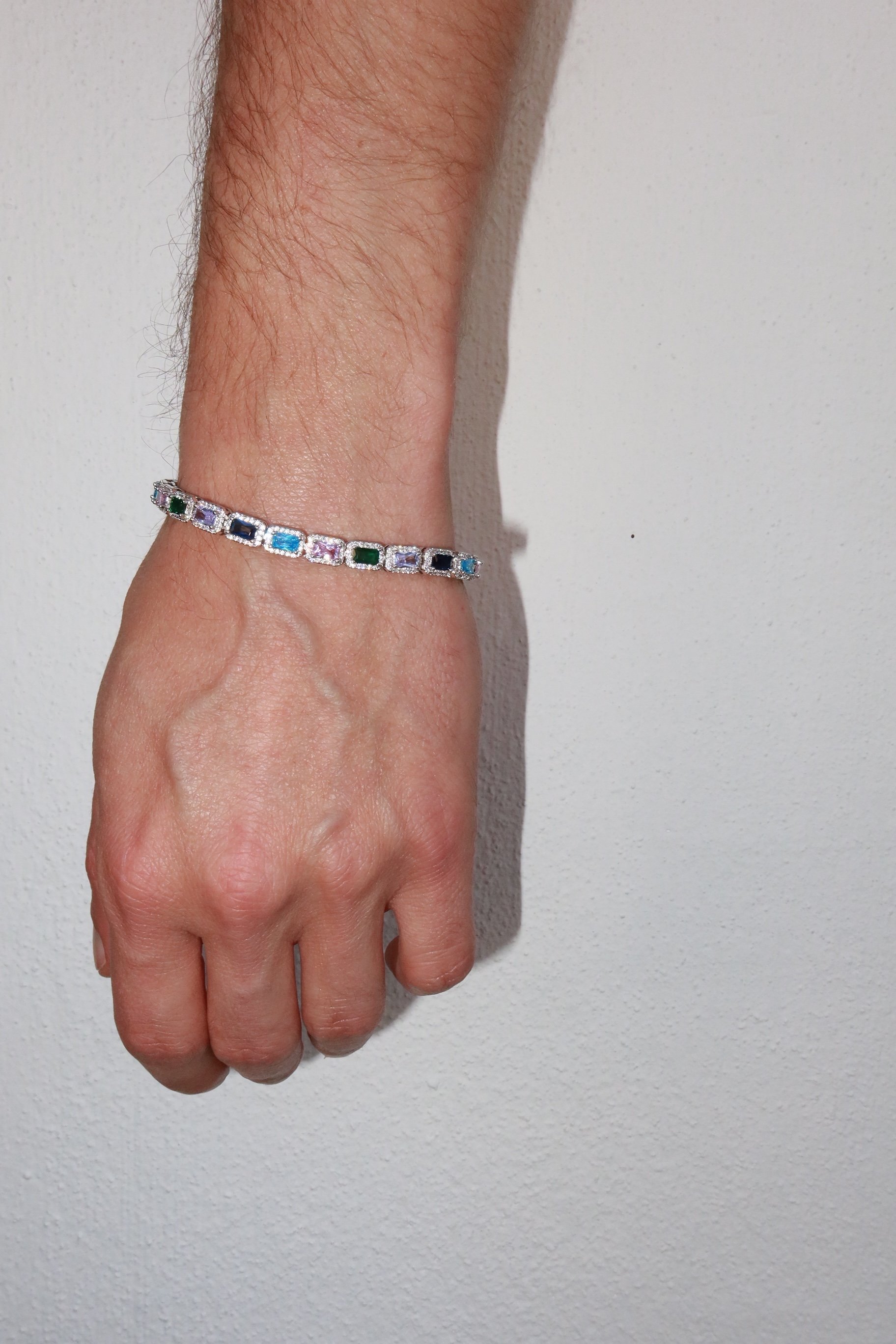 Multi Color Square Tennis Bracelet