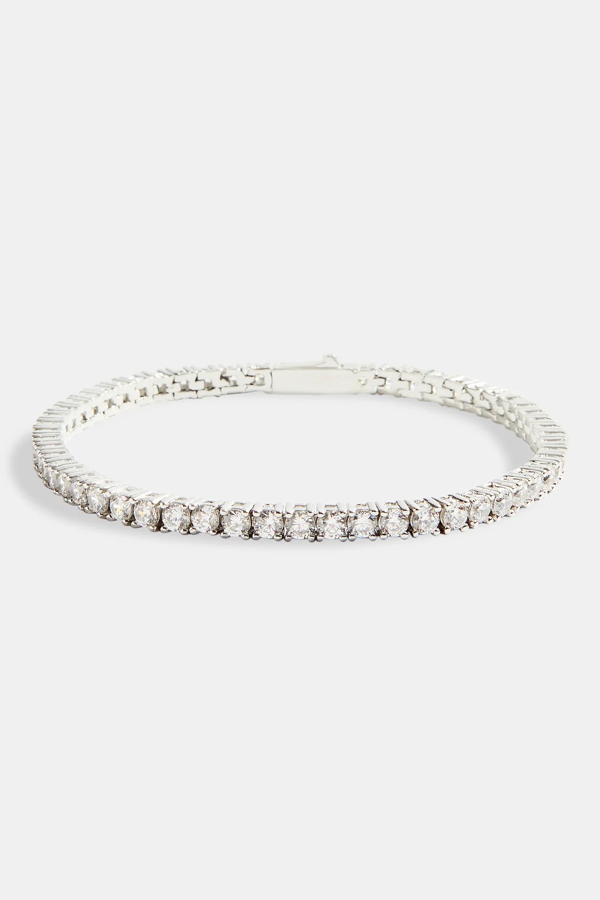 3mm White Gold Plated Tennis Bracelet