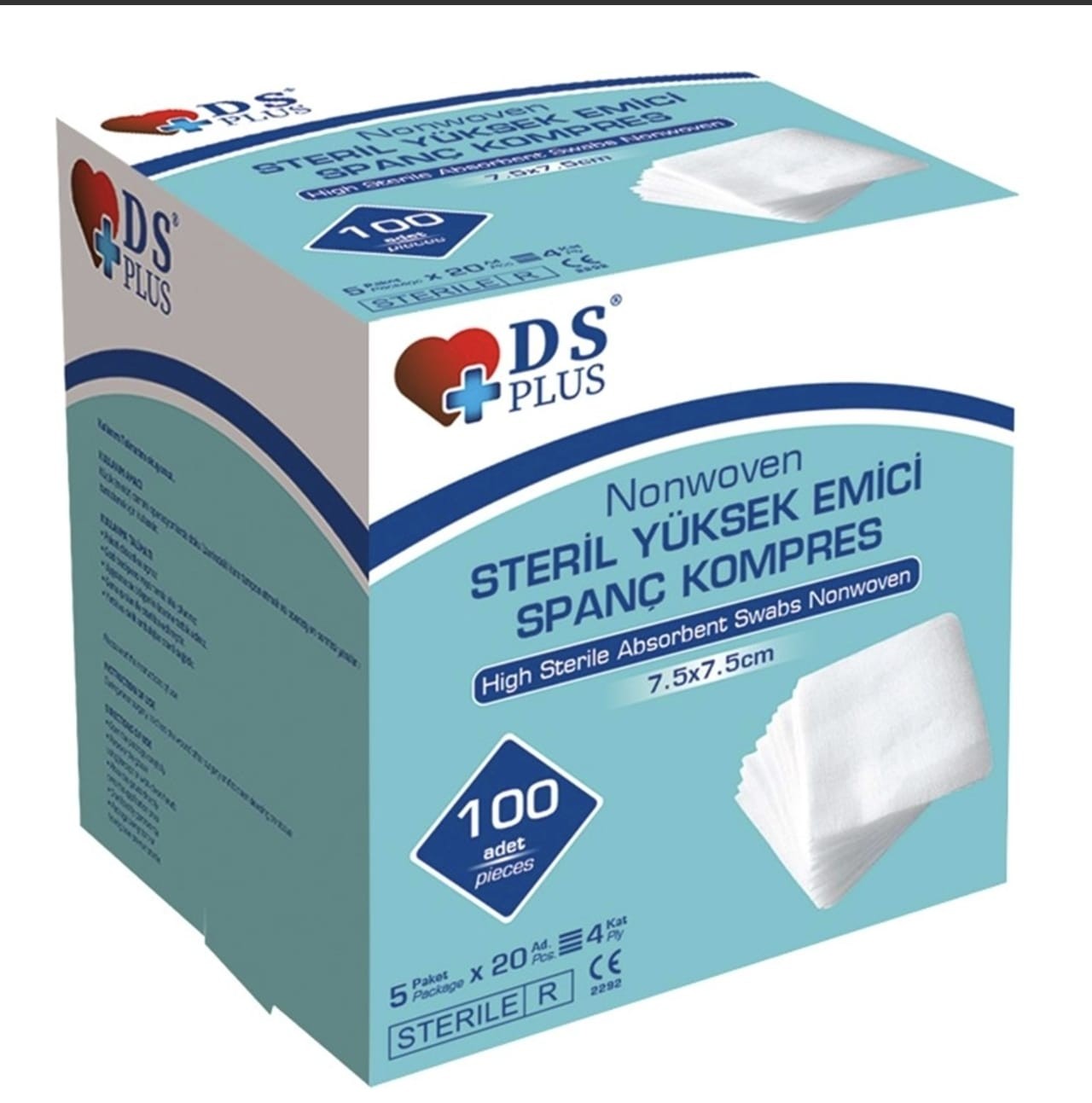 STERİL NONWOVEN KOMPRES SPANÇ 7.5*7.5 CM 4 KAT 100'LÜ PAKET