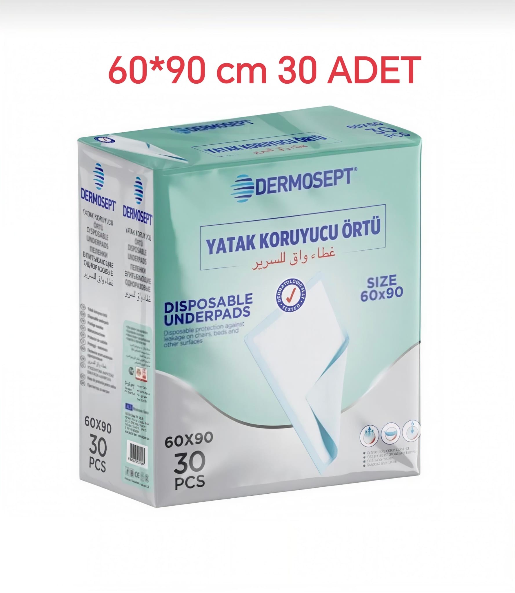 DERMOSEPT YATAK KORUYUCU ÖRTÜ SERME BEZ 60*90 CM 30 ADET