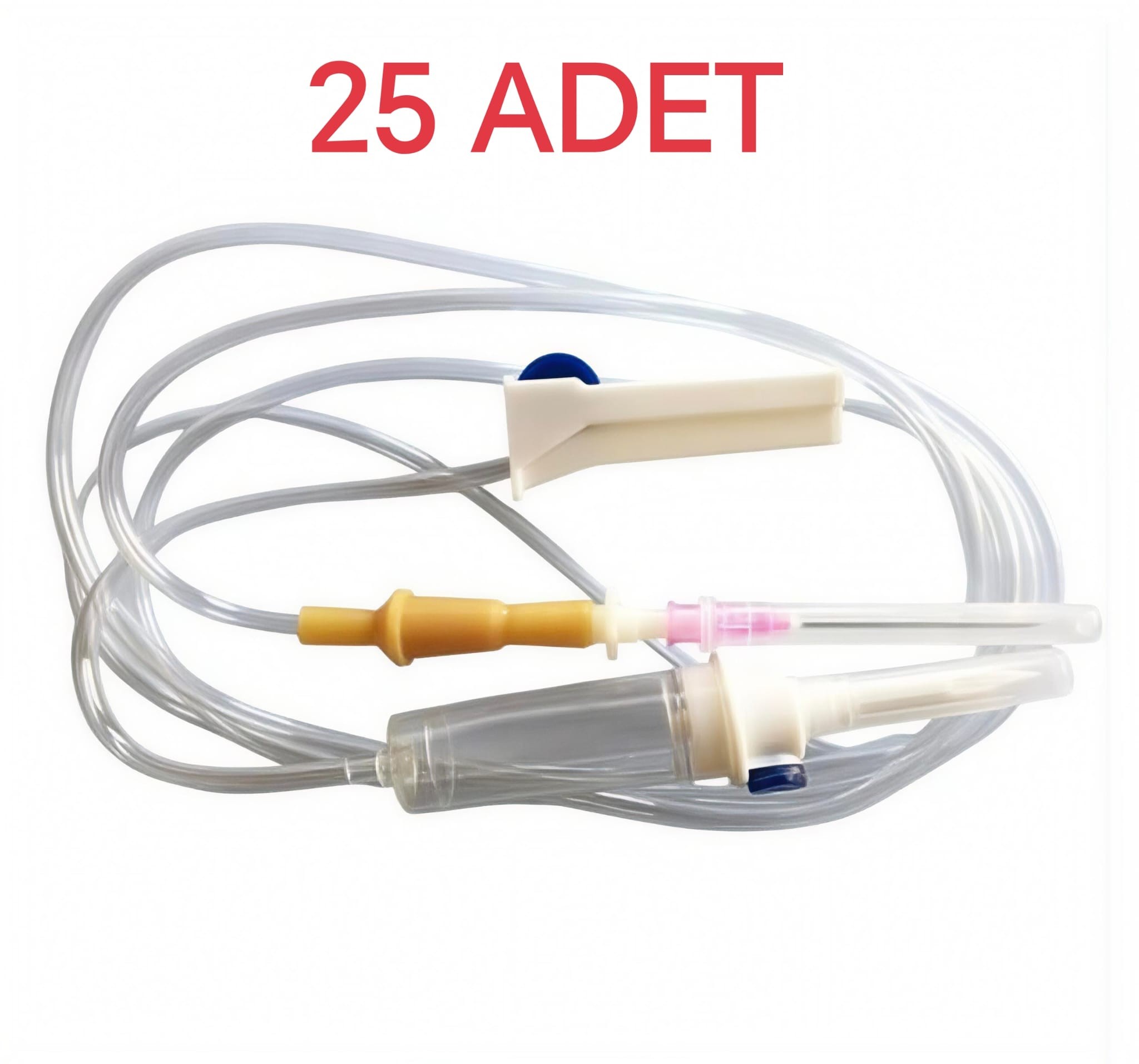 Berika Serum Seti (İnfüzyon Seti) Kilitsiz (Luer Slip) Pembe Uçlu 25'li Paket