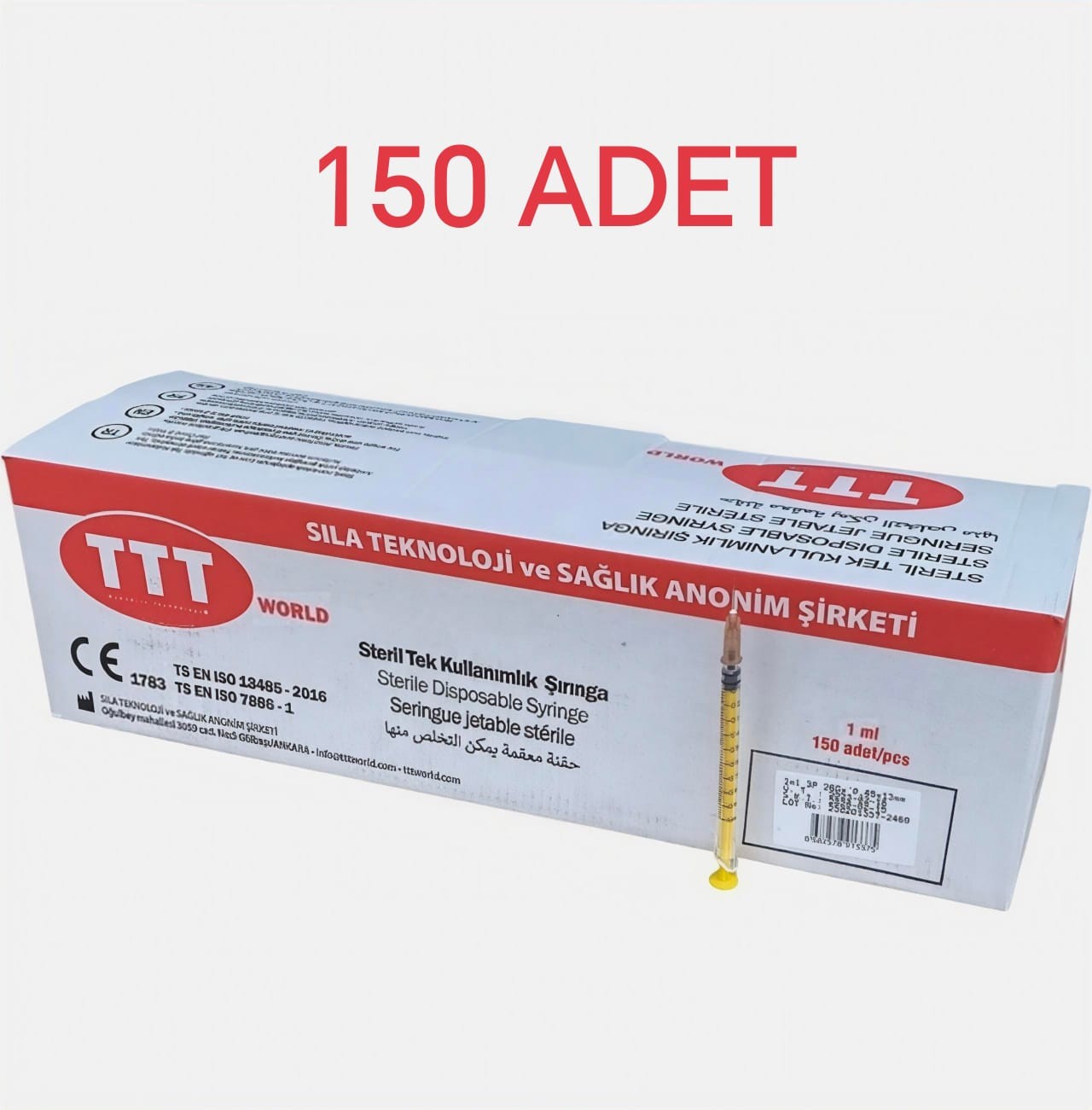 TTT WORLD 1 CC (ML) İNSÜLİN (TÜBERKÜLİN) ENJEKTÖRÜ 26G KAHVERENGİ UÇLU