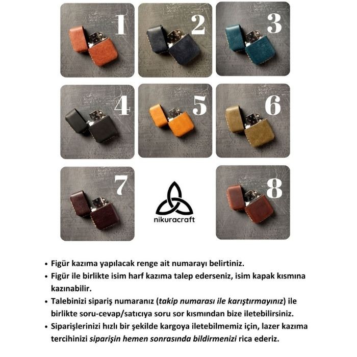 Kişiye Özel Çakmak Deri Çakmak Kaplan Desenli Mavi El Yapımı Deri Kılıflı Zippo Tarzı Çakmak